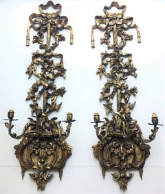 Pair of 19th Century Regency Carved Giltwood Sconces or Wall Appliques