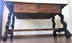 17th Spanish Refectory Table, Writing Desk, One Large Drawer