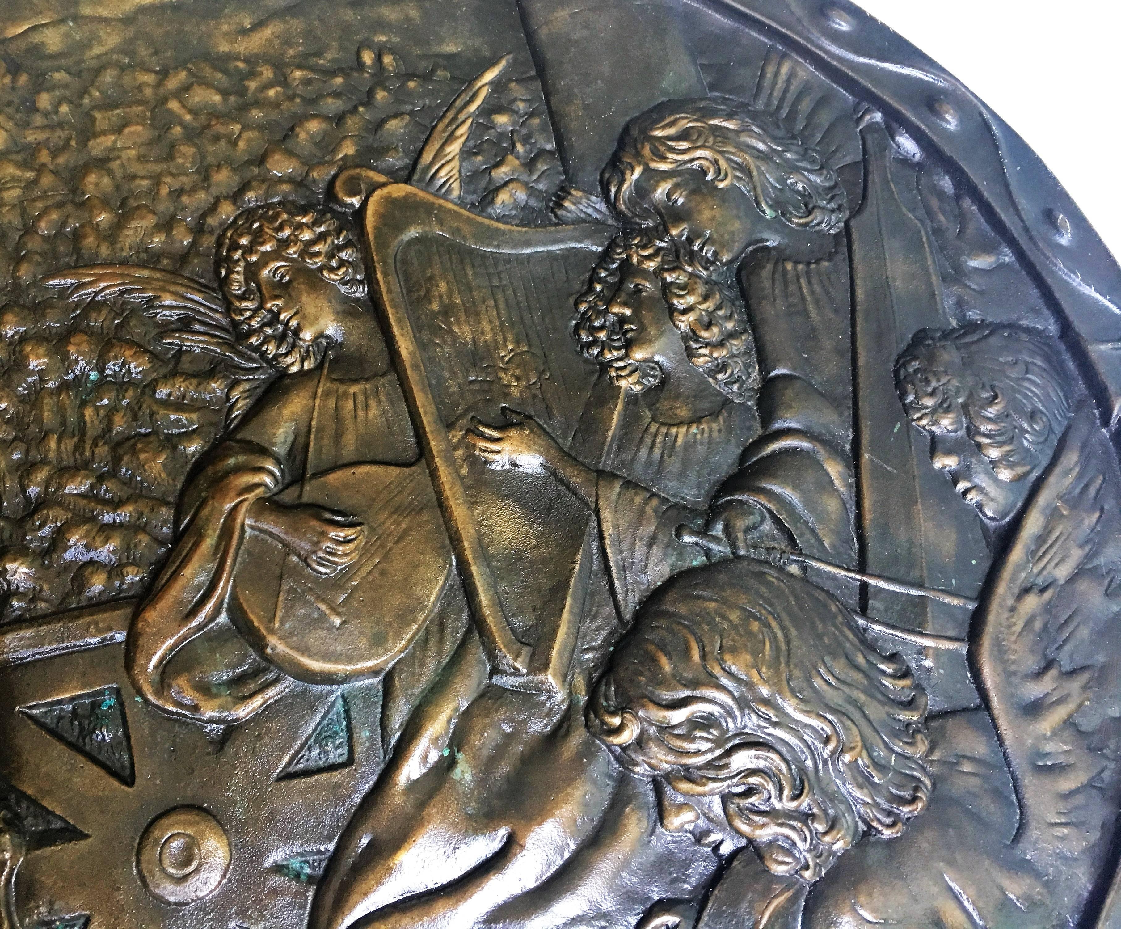 19th Century Relief Bronze Masterpiece with Cherubs in a Barrel-Organ In Excellent Condition For Sale In Miami, FL