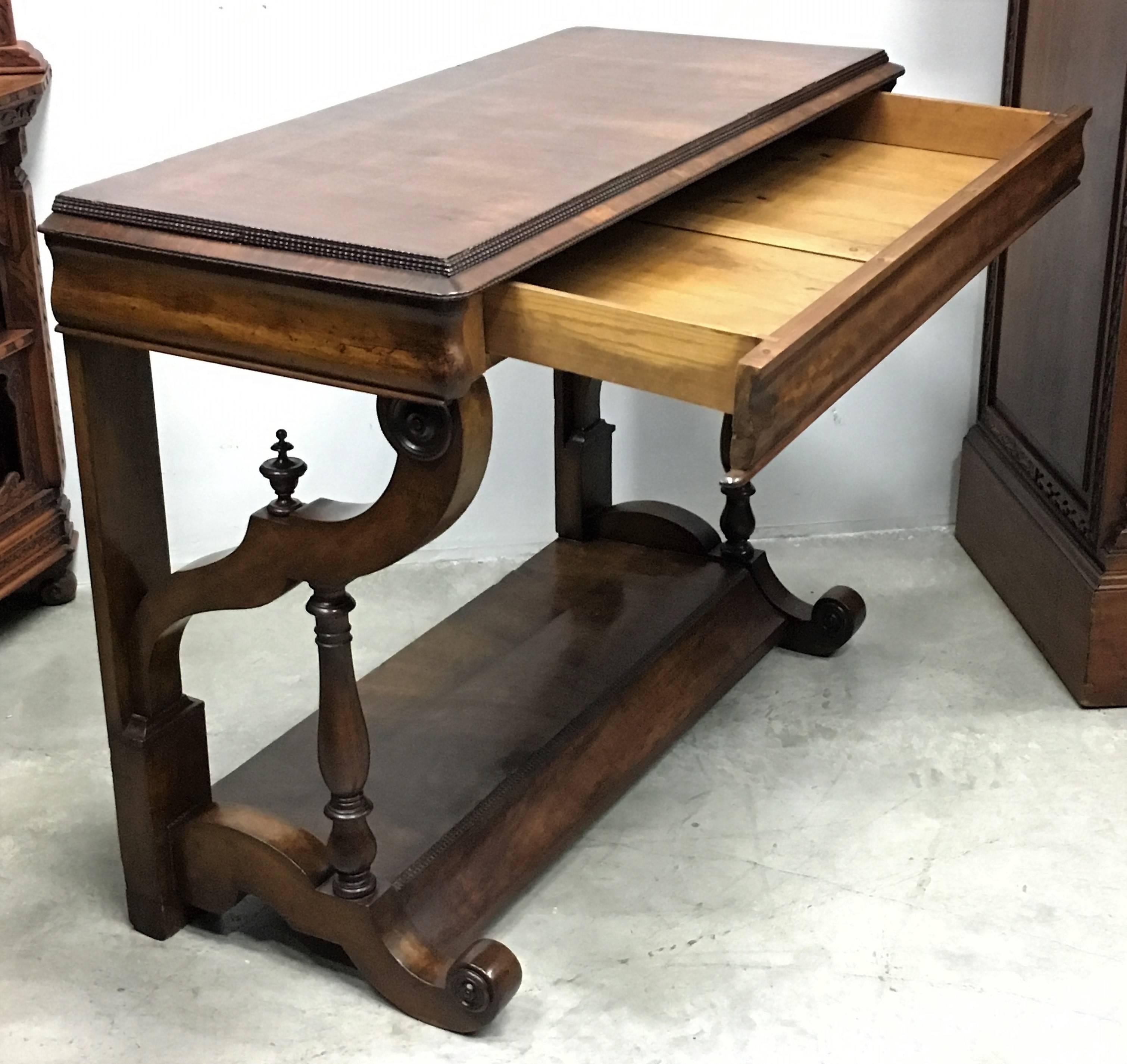 20th Century Biedermeier Style Spanish Console Table with Drawer In Excellent Condition In Miami, FL