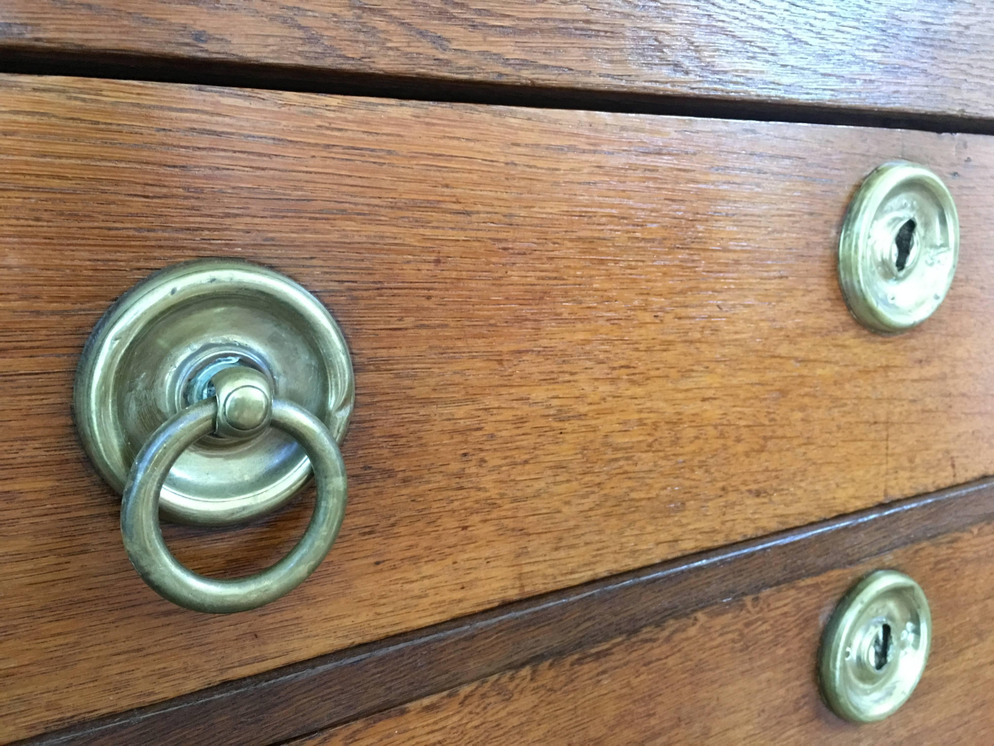 19th Century Empire Drop-Front Oak Secretary Desk or Abattant, Chest France In Excellent Condition In Miami, FL