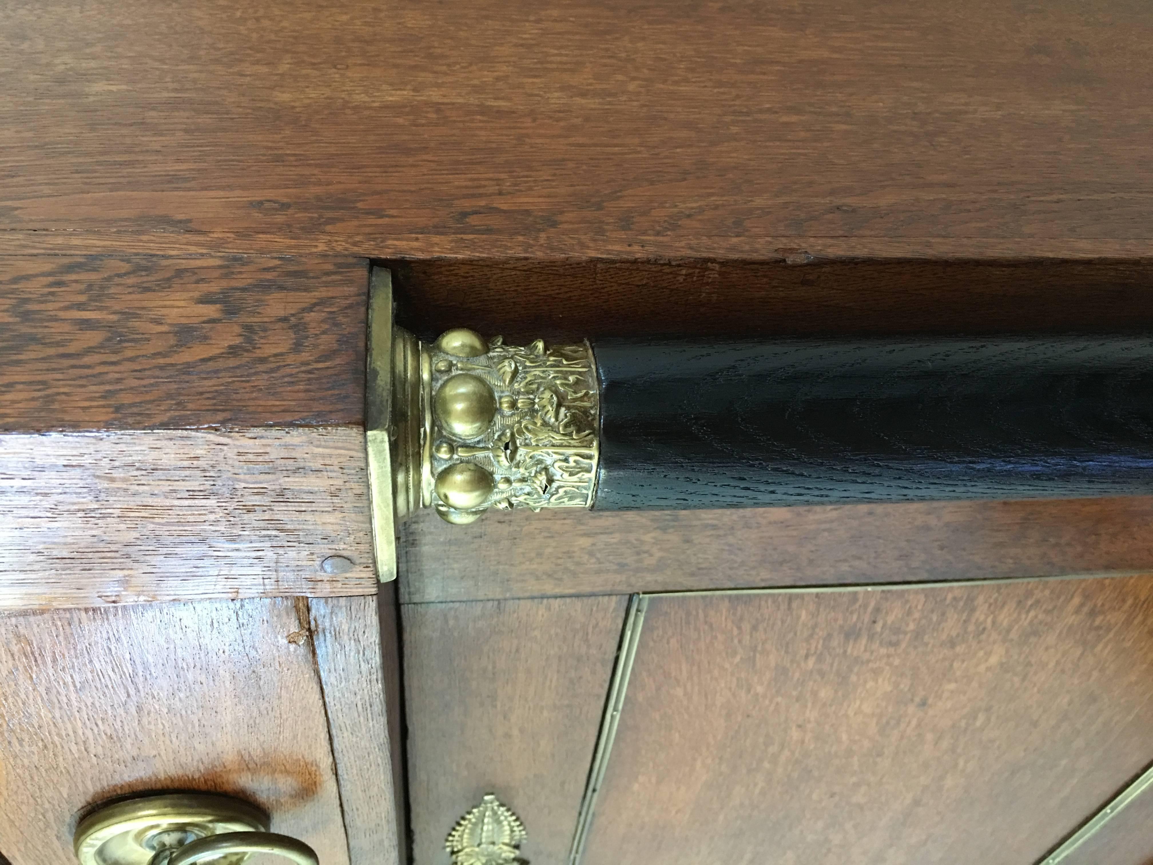 19th Century Empire Drop-Front Oak Secretary Desk or Abattant, Chest France 2