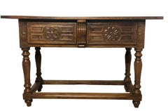 19th Spanish Farm Refectory Console Table or Desk Table