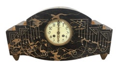 Art Deco Marble Mantel French Bronze Clock with Garniture, circa 1920