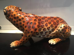 Italian Glazed Terracotta Baby Leopard Figure