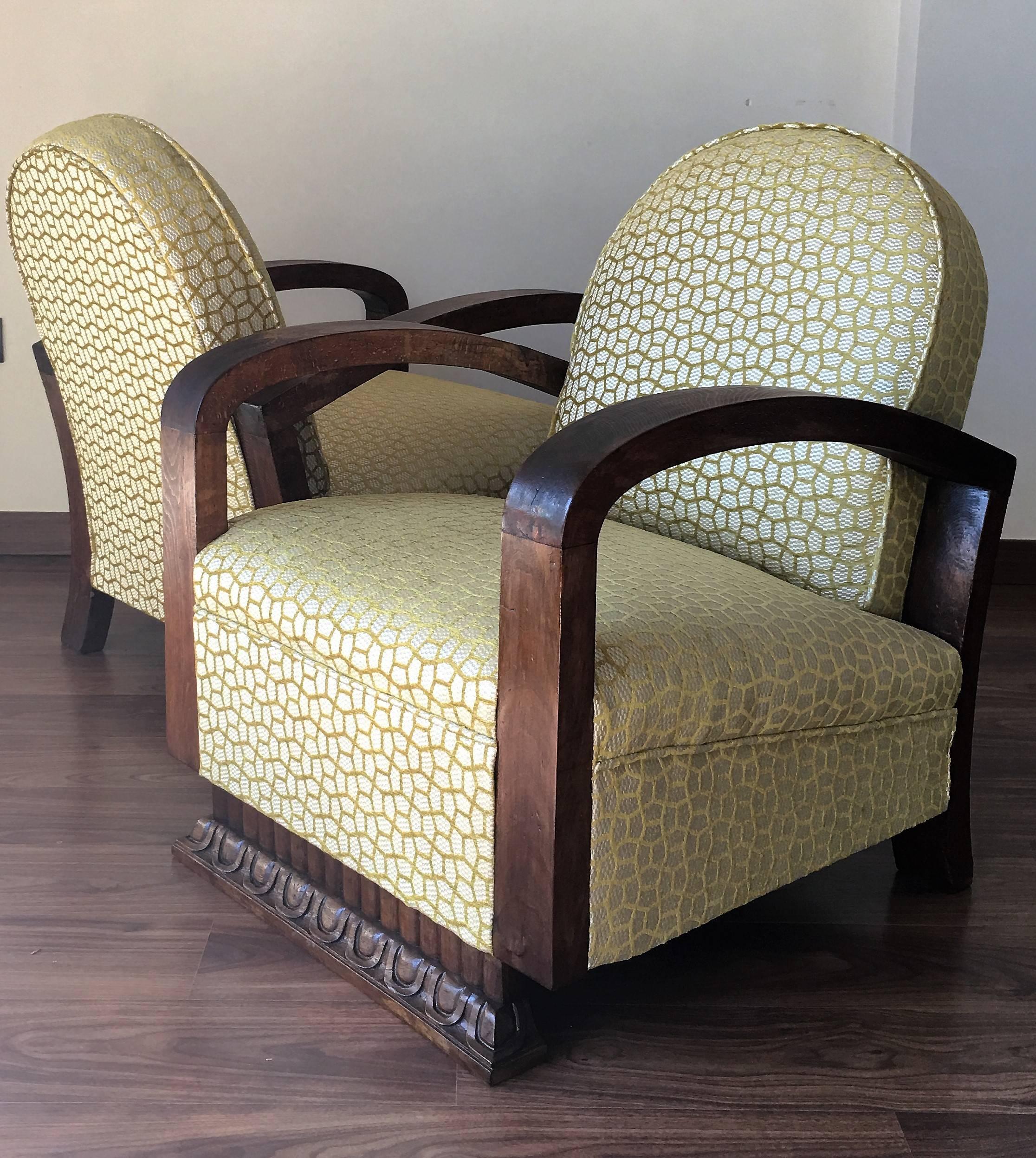 Pair of Midcentury Armchairs Art Deco Style In Excellent Condition In Miami, FL