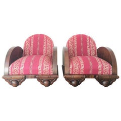 Pair of Swedish 1930s Art Deco Box Club Chairs