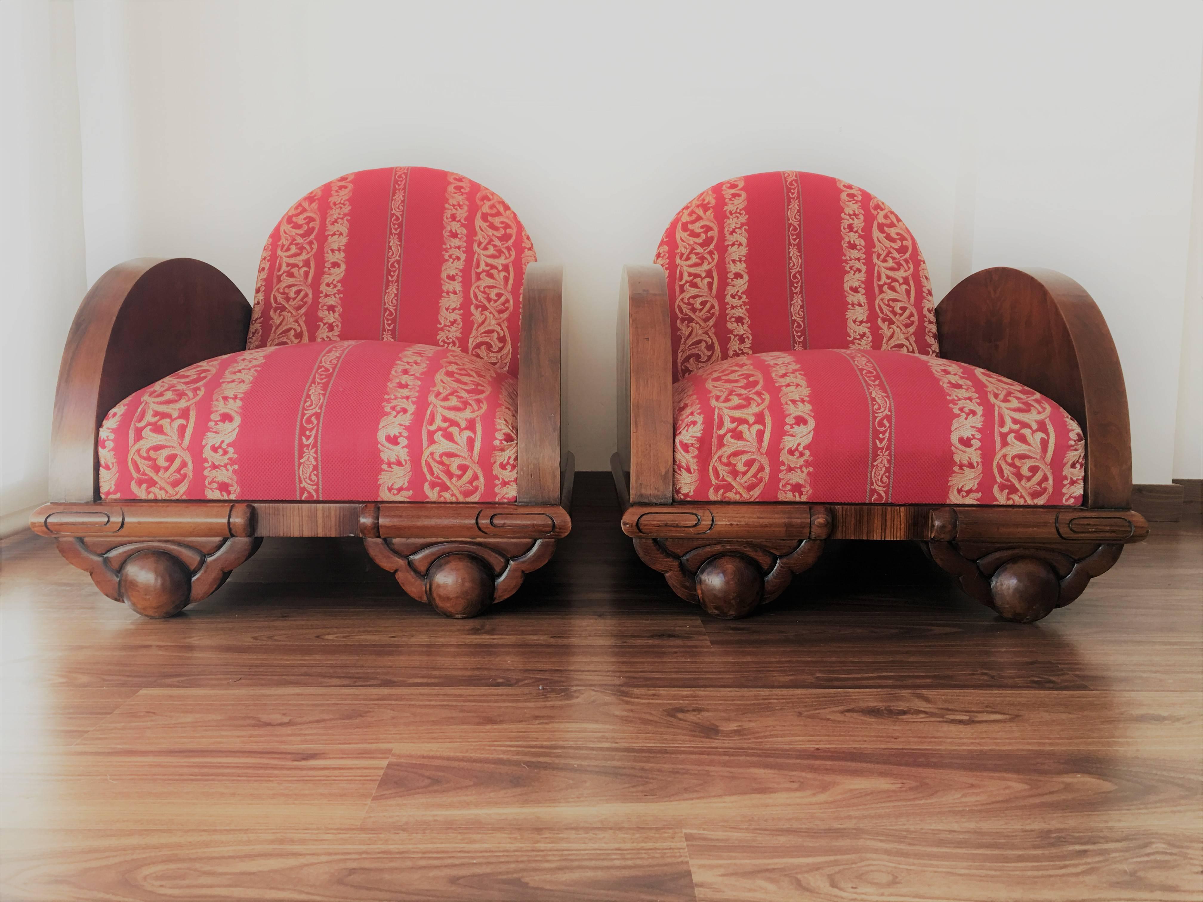 Pair of Swedish 1930s Art Deco Box Club Chairs In Excellent Condition In Miami, FL