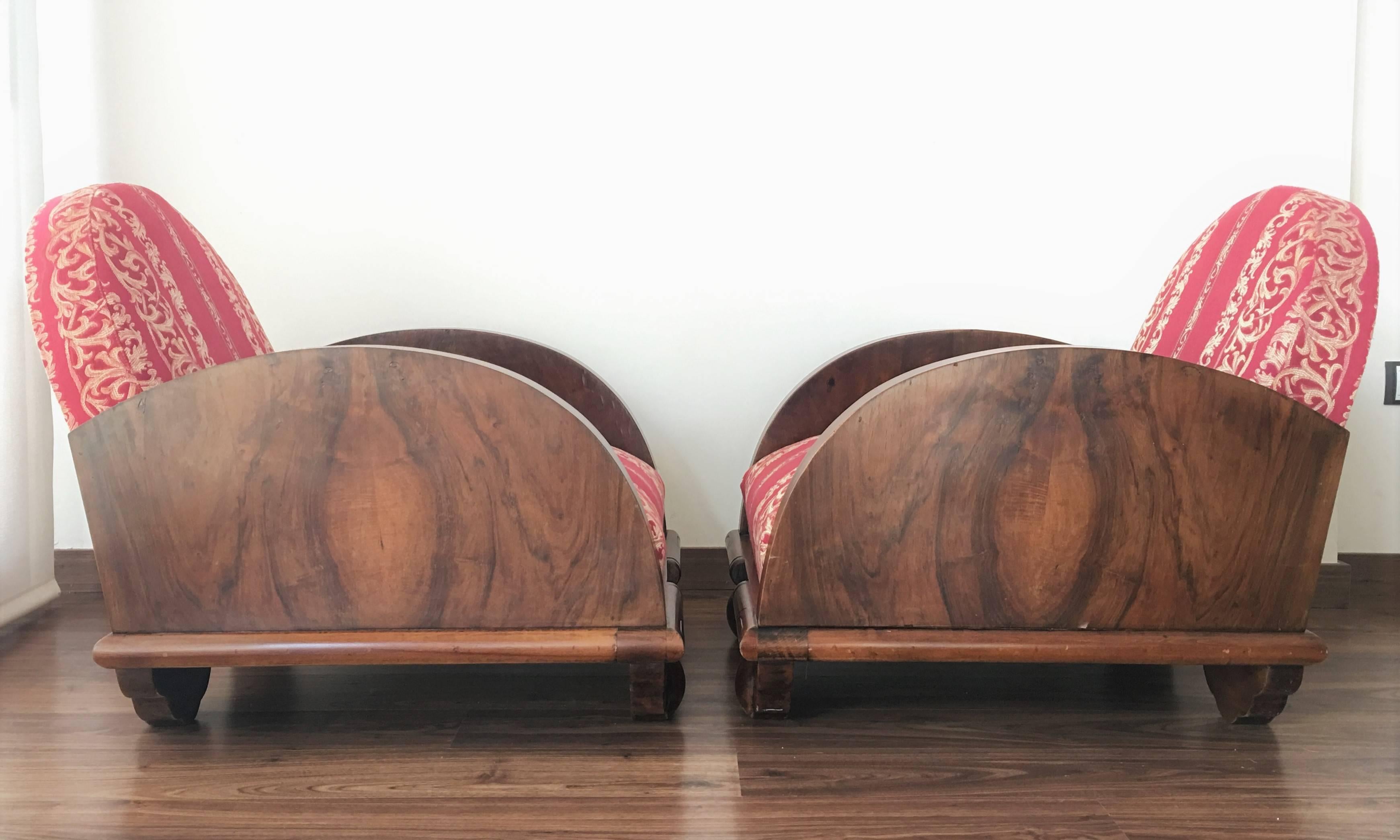 20th Century Pair of Swedish 1930s Art Deco Box Club Chairs