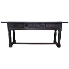 18th Century Large Spanish Baroque Carved Walnut Refectory Table