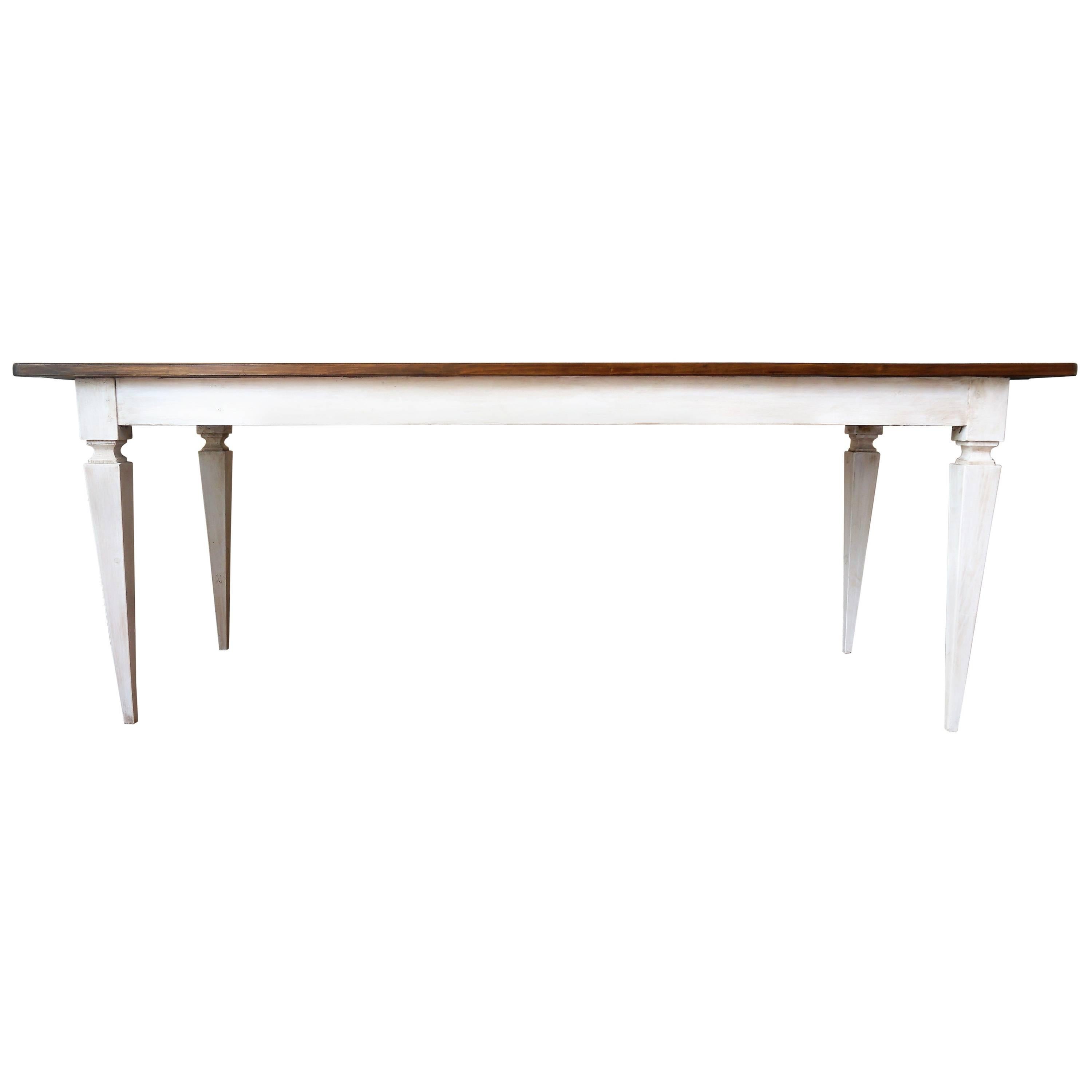 20th French White Painted Dining Farm Table