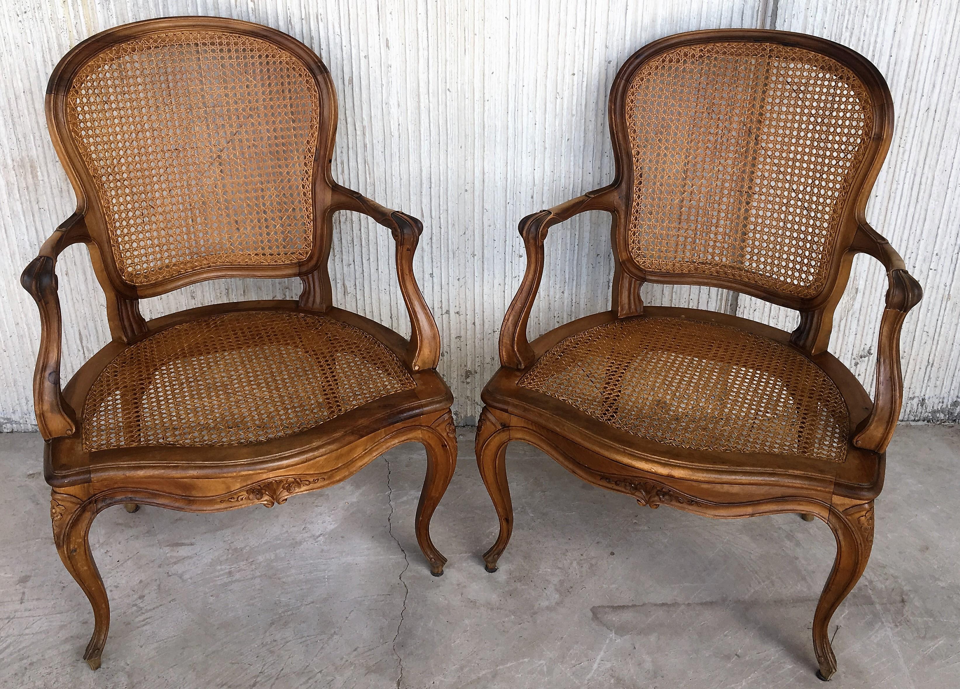 18th Louis XV Cane Back and Seat Fauteuil Armchair (18. Jahrhundert)