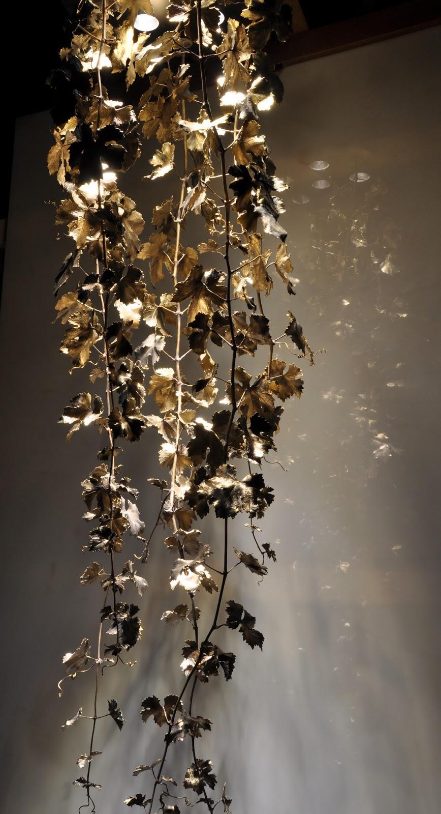 Modern New Chandelier Pendant Lamp in Bronze Featuring a Wine Leaves For Sale