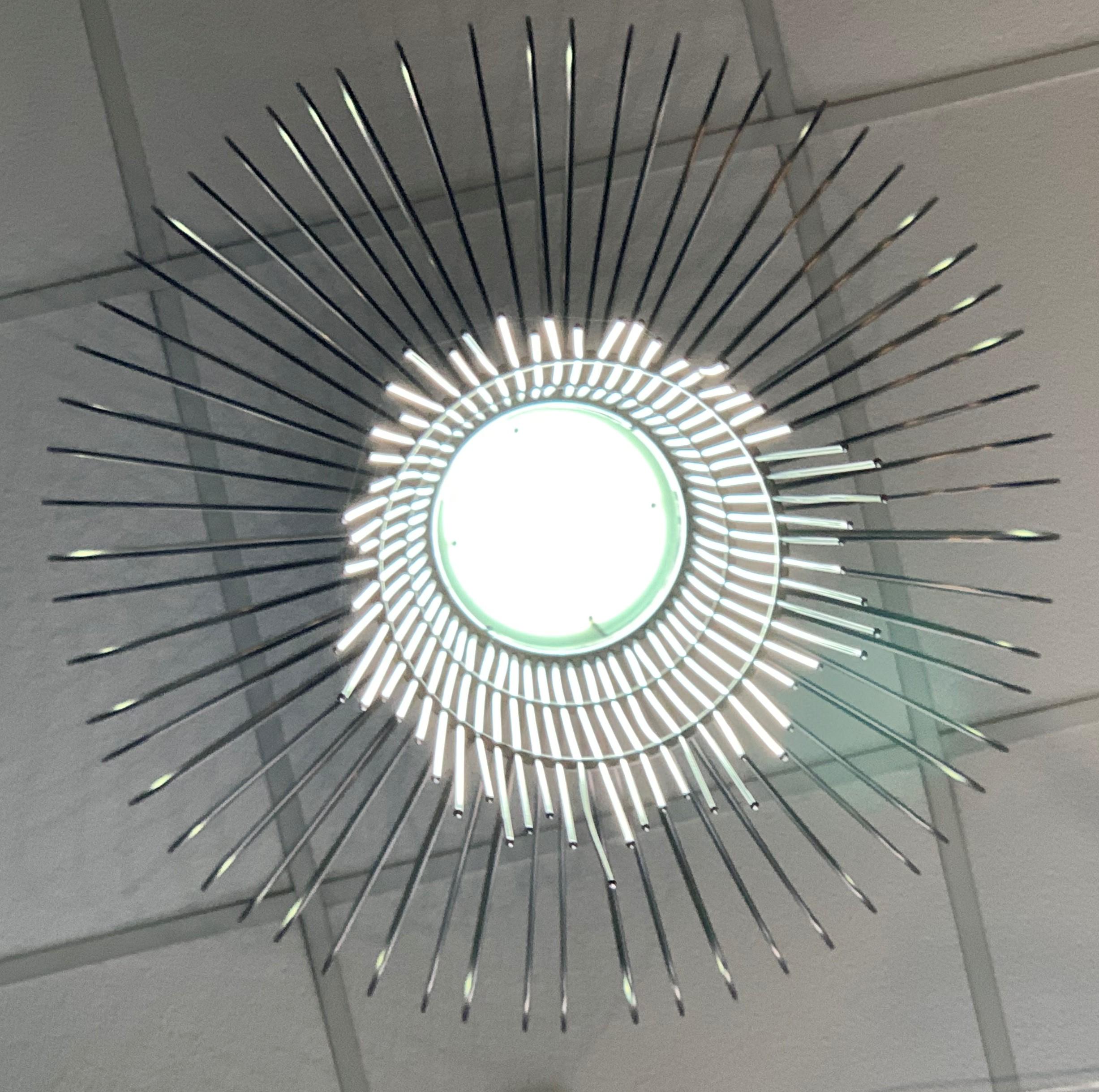 21st Century Sculptural Modern Handmade Led Chandelier in Steel Chrome In Excellent Condition For Sale In Miami, FL