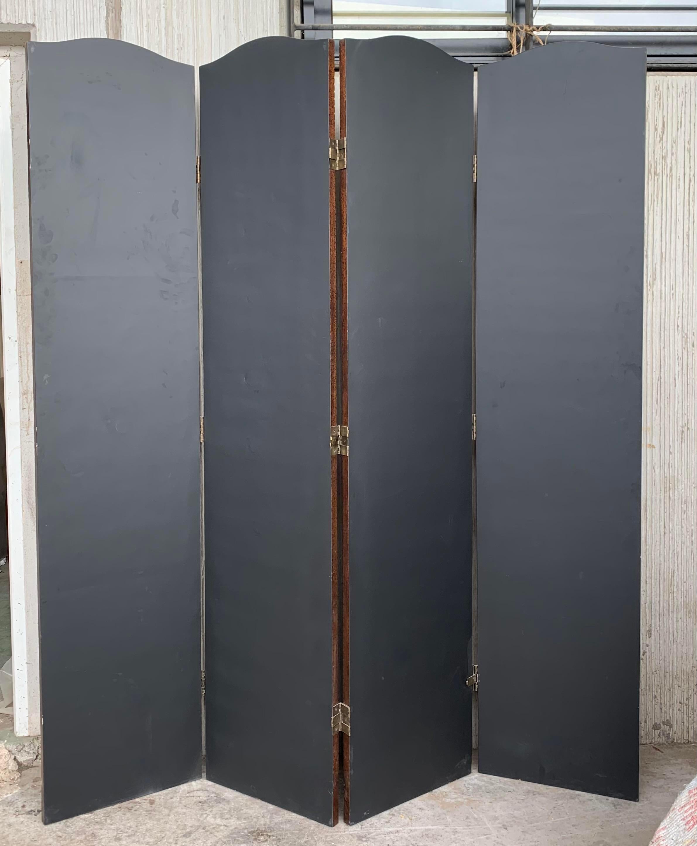 20th Century Four Panel Hand Painted Screen For Sale 4