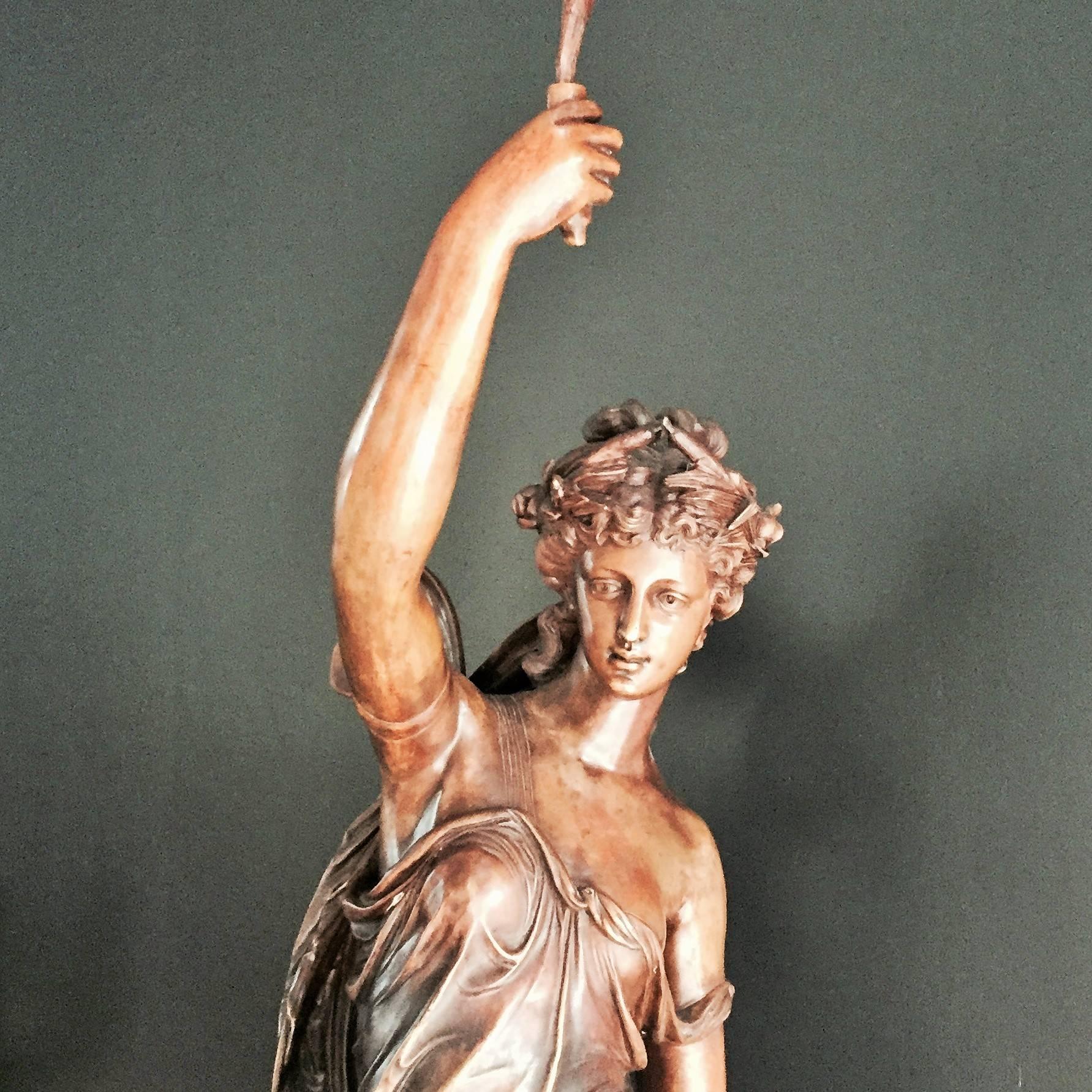 A monumental bronze lady sculpture.
A fine monumental of 19th century Spanish lady sculpture with mahogany base.
Attributed to 