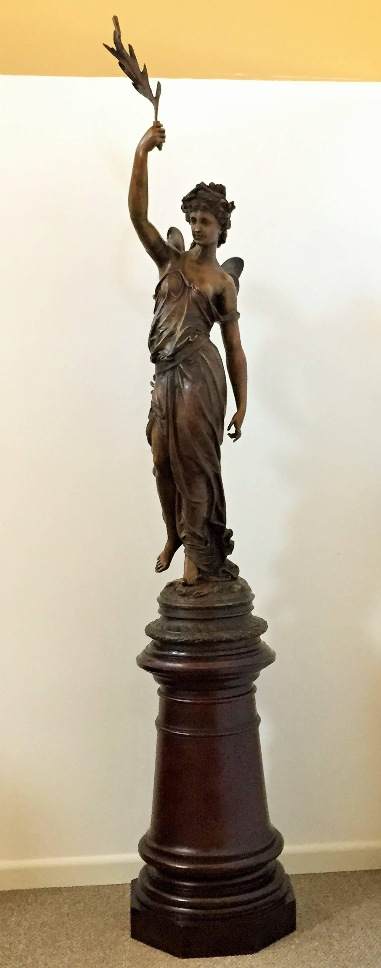 Art Nouveau Monumental Spanish Bronze Lady Sculpture by Barbediene Fundition For Sale