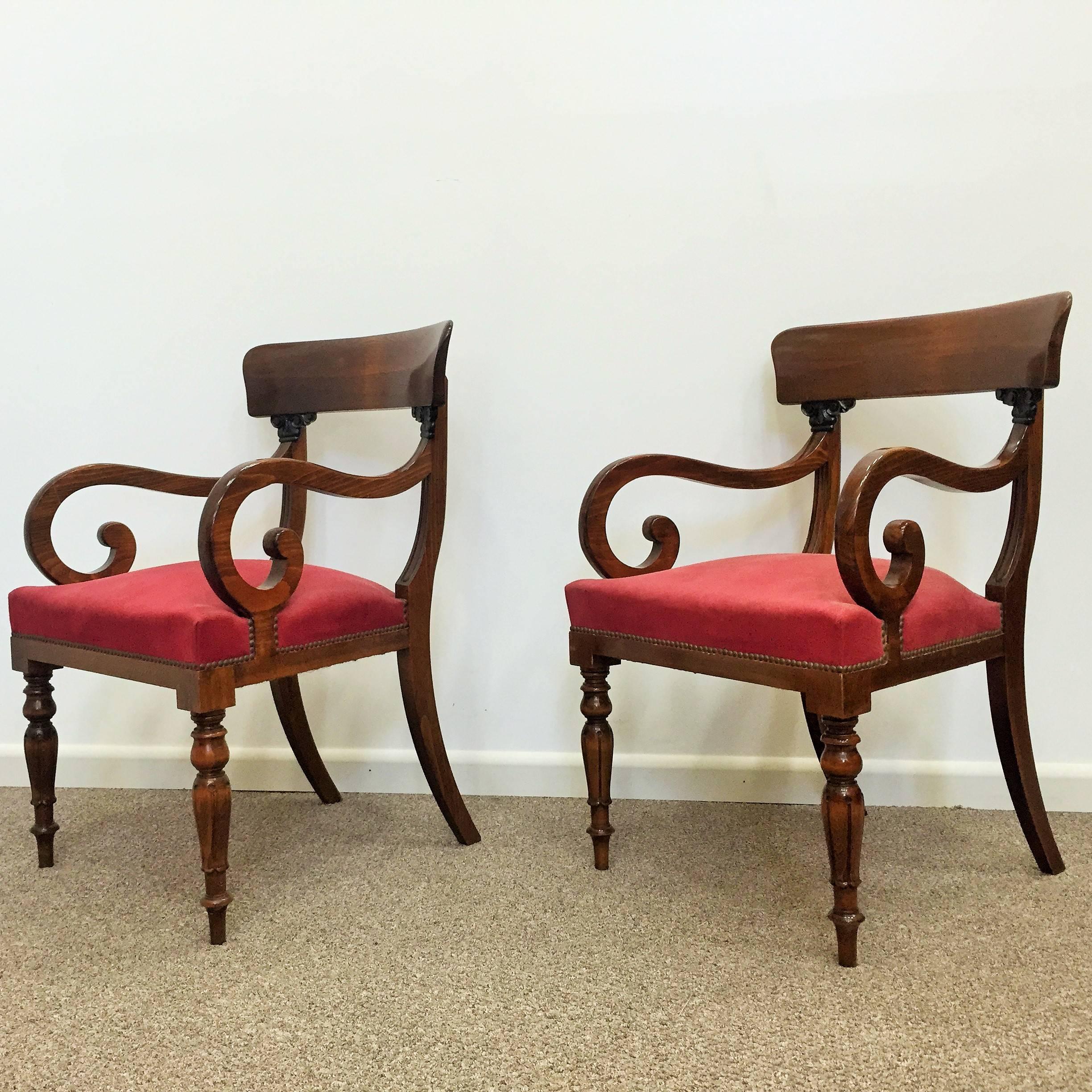 Mid-19th Century Pair of Swedish Empire Armchairs For Sale