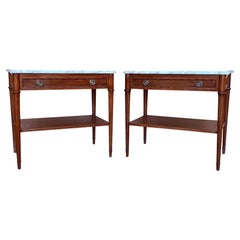 Early 20th Century French Walnut Nightstands or Side Tables, Set of 2