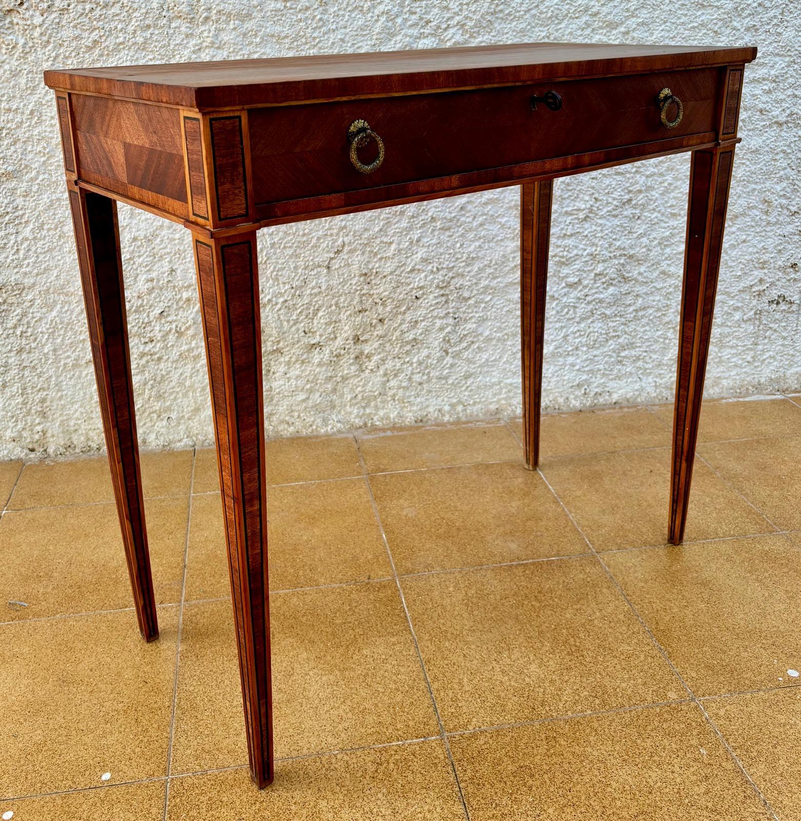 Neoclassical French Walnut Veneer Table, 1940s For Sale