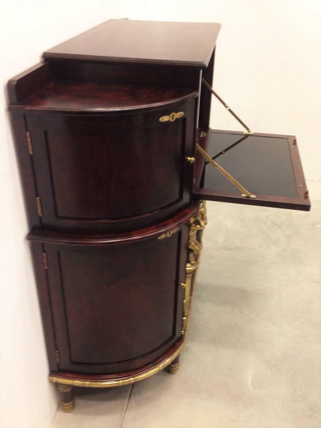 Brass Mahogany Regency Bar Cabinet/Side Cabinet