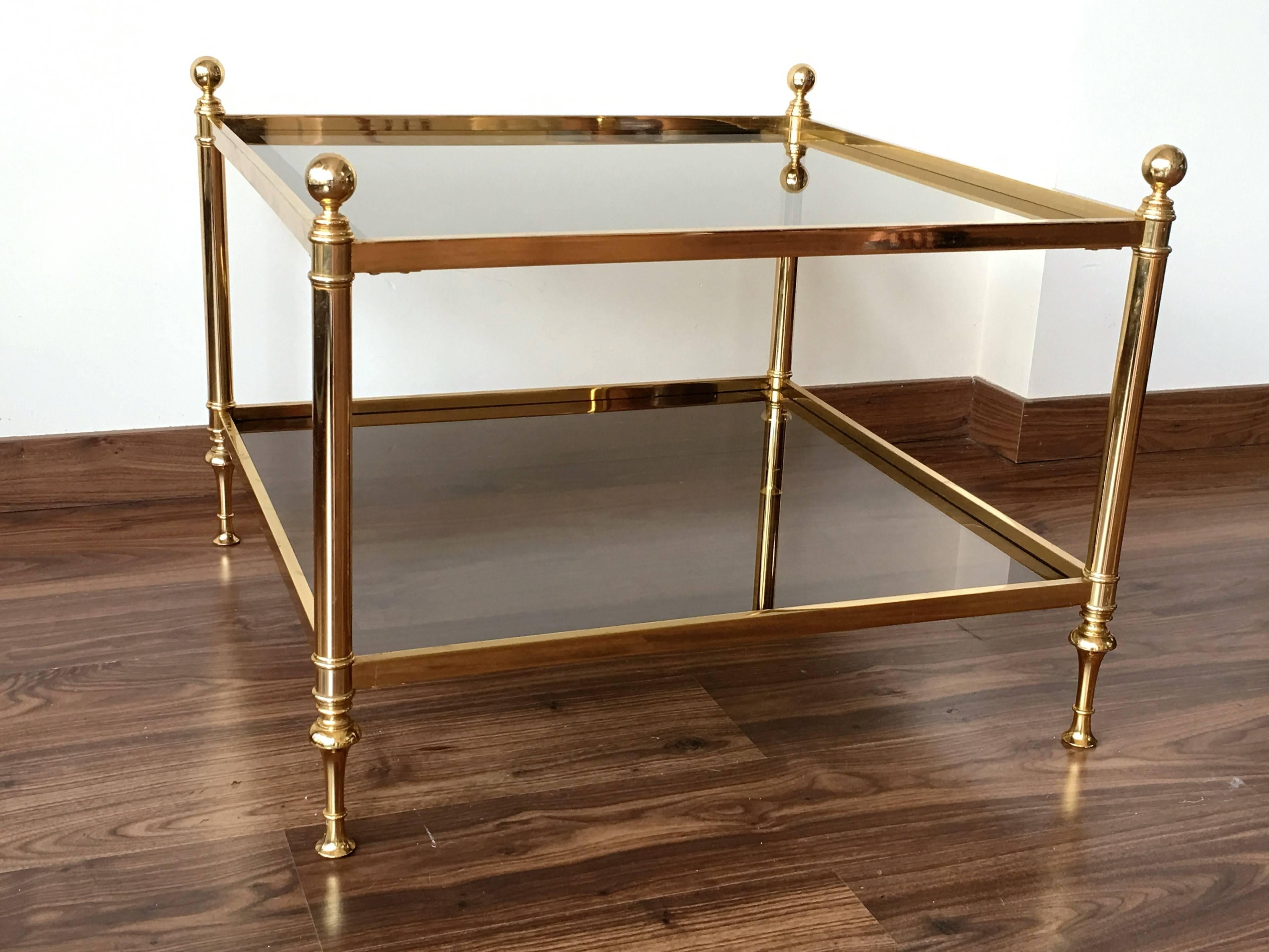 French Vintage Maison Bagues Brass Coffee Table For Sale