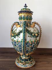 19th Century Important Painted, Spanish Terracotta Urns