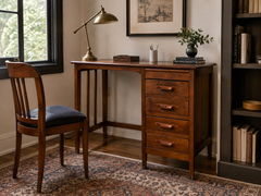 Vintage Spanish Wooden Writing Desk or Vanity with Four Drawers