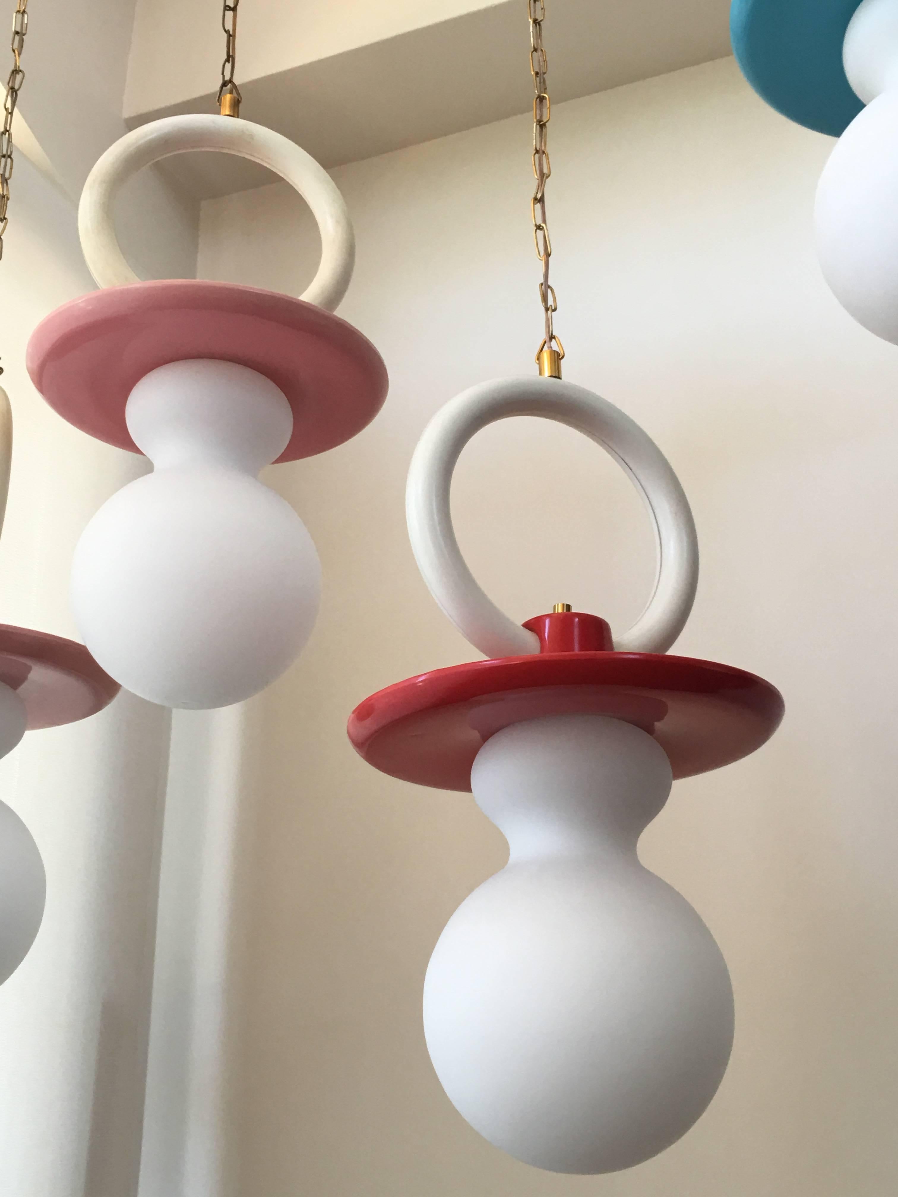 Metal Set of Five Art Deco Baby Lamps, Pacifier Form