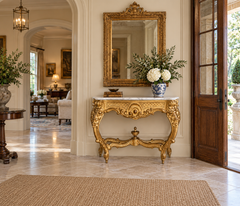 Louis XV Giltwood Console Table with Fine Gold Leaf and Shaped Marble Top