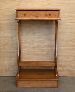 **Pair of Vintage Wood Nightstands with Single Drawers and Open Shelves**