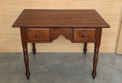 Spanish Rustic Farmhouse Table with Two Drawers and Turned Legs