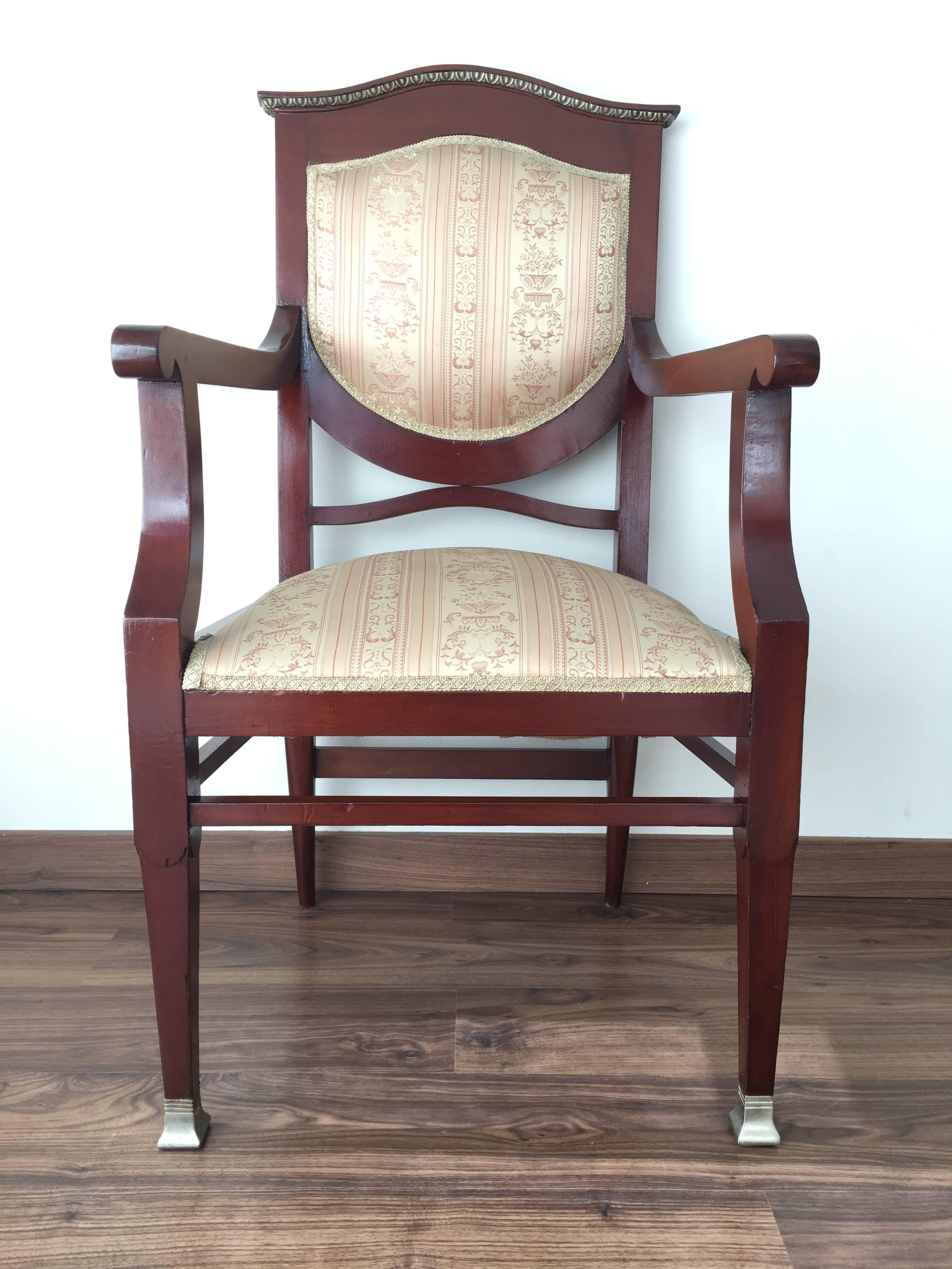 European 19th Century Regency Pair of Armchairs in Mahogany Influenced Art Deco Style For Sale