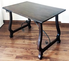 18th Century Spanish Baroque Trestle-Refectory Table on Lyre-Shaped Legs