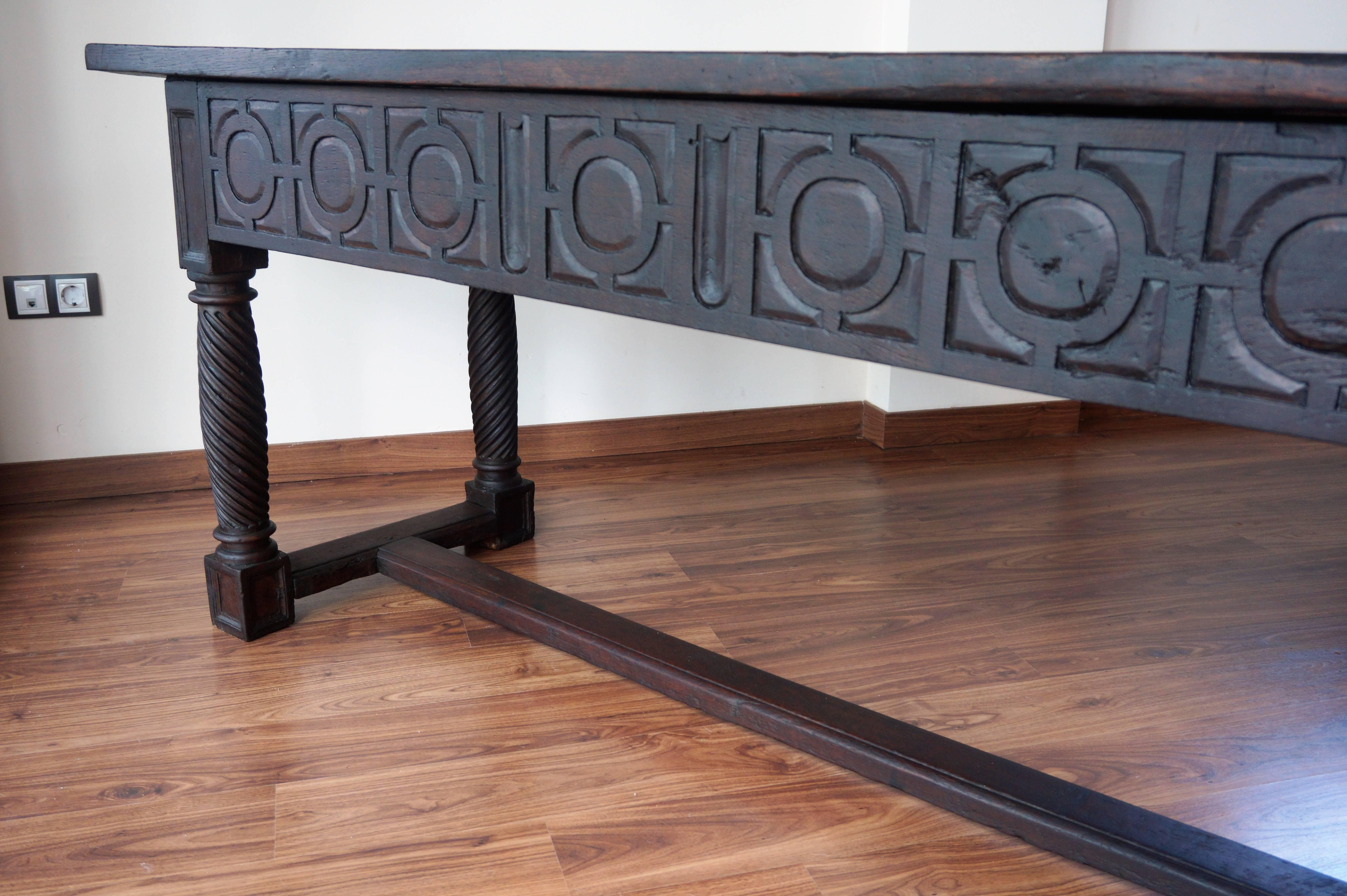 18th Large Spanish Baroque Carved Walnut Refectory Table 2