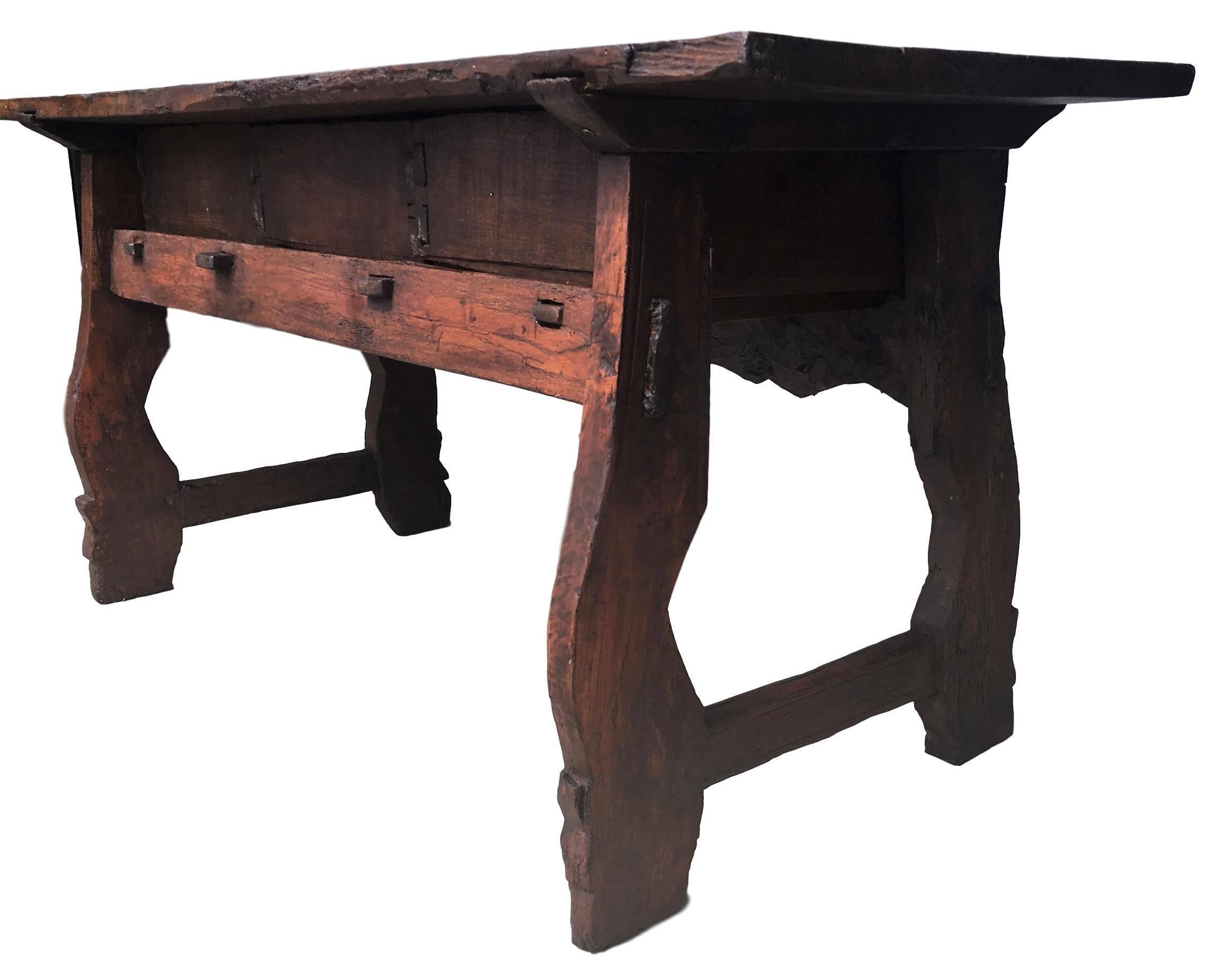 18th Century 18th Spanish Refectory Table with Three Drawers
