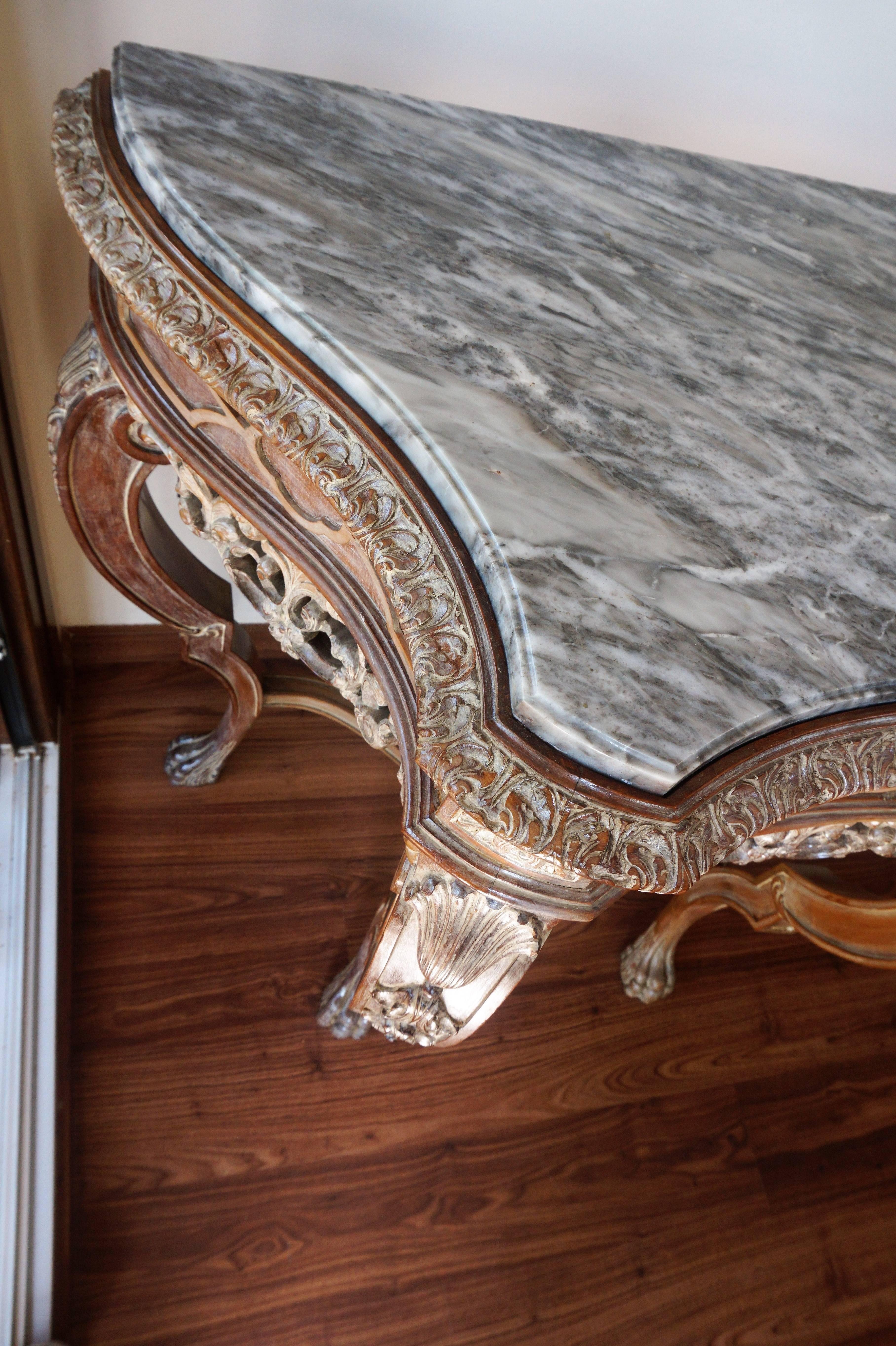 Spanish Console Table with Marble Top by Mariano Garcia 2