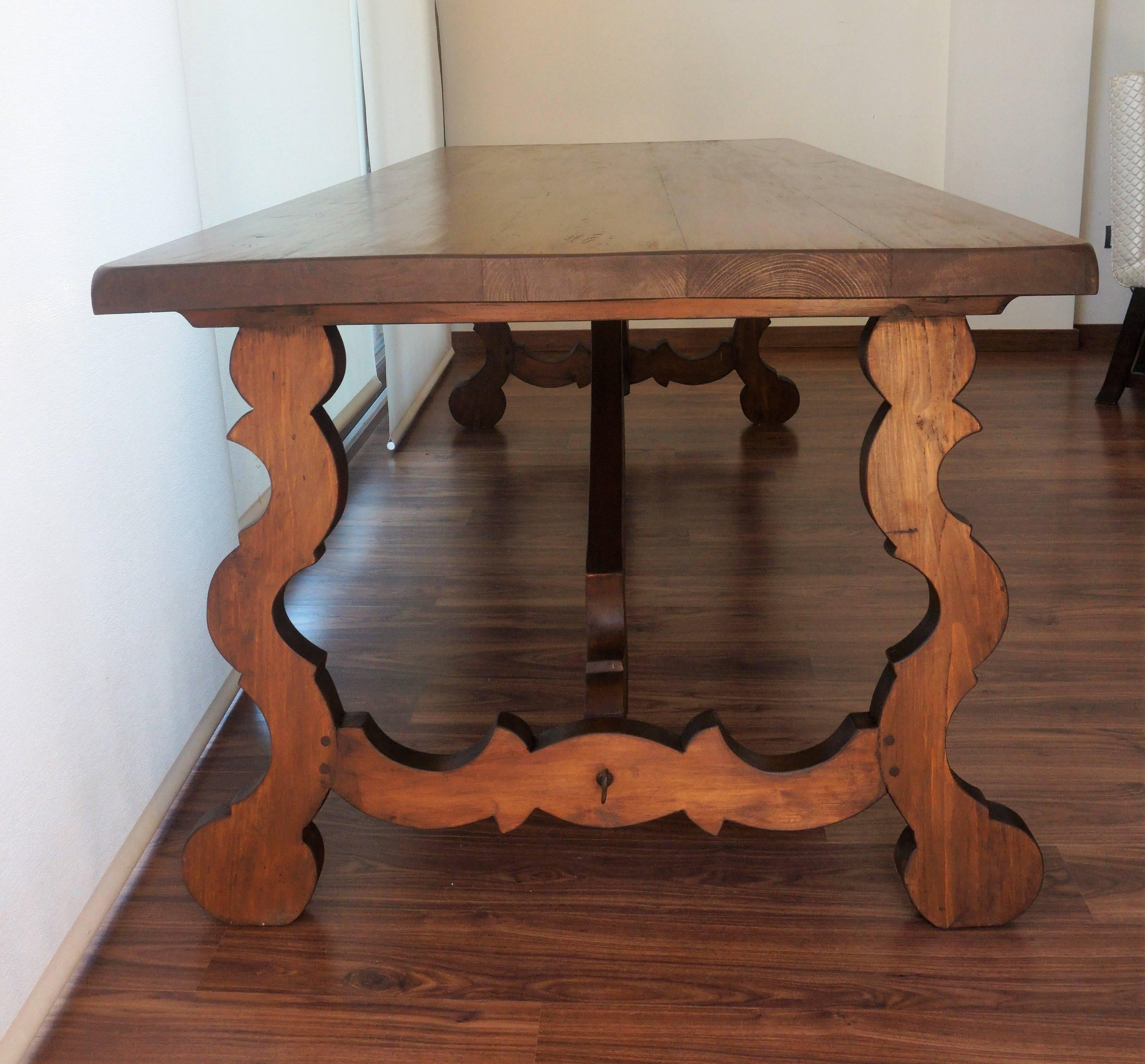 Spanish Colonial Large Spanish Dining Room Table with Lyre Leg