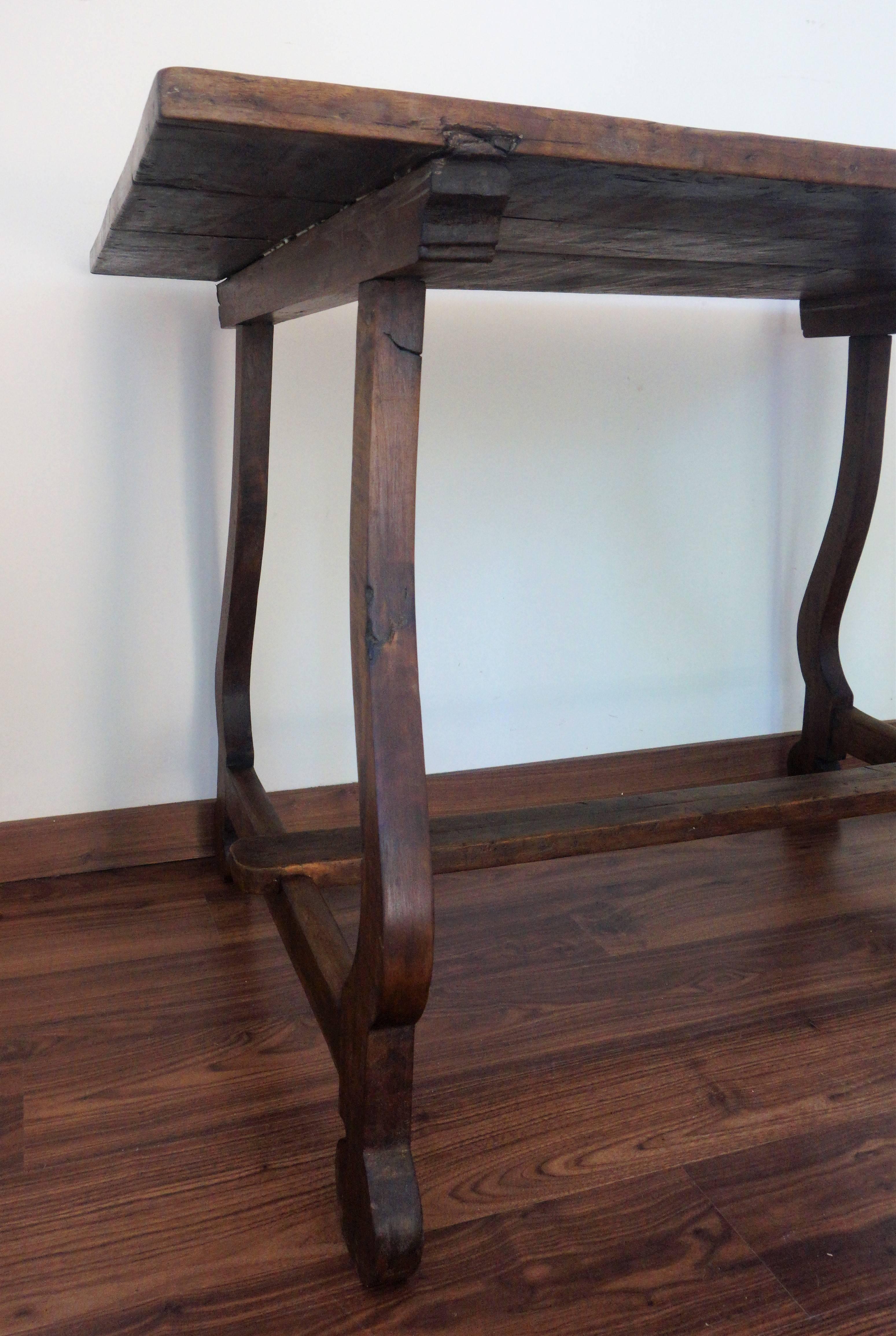 19th Century Spanish Baroque Trestle-Refectory Table on Lyre-Shaped Legs 3