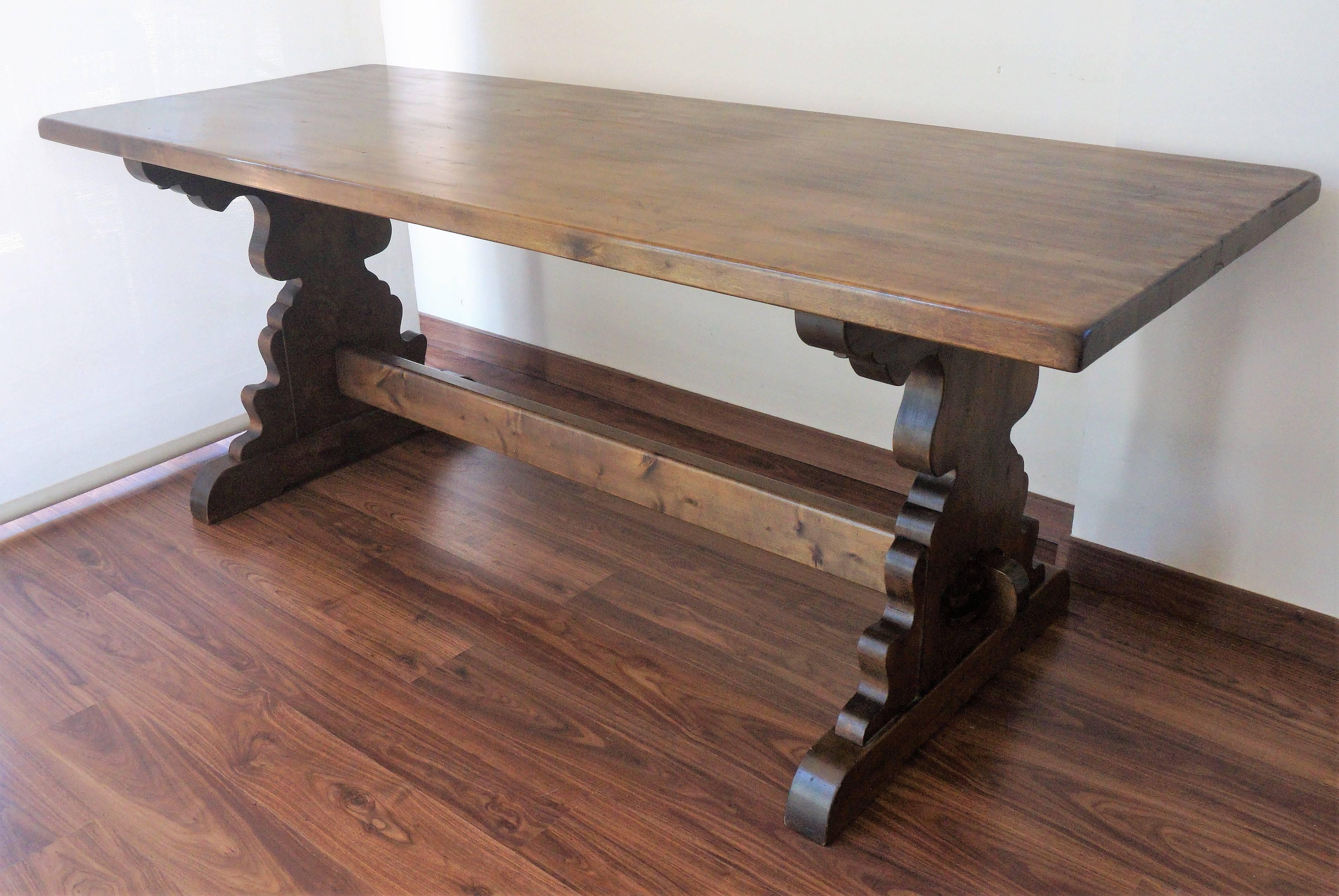 Spanish Colonial Spanish Rustic Dining Room Table with Lyre Leg
