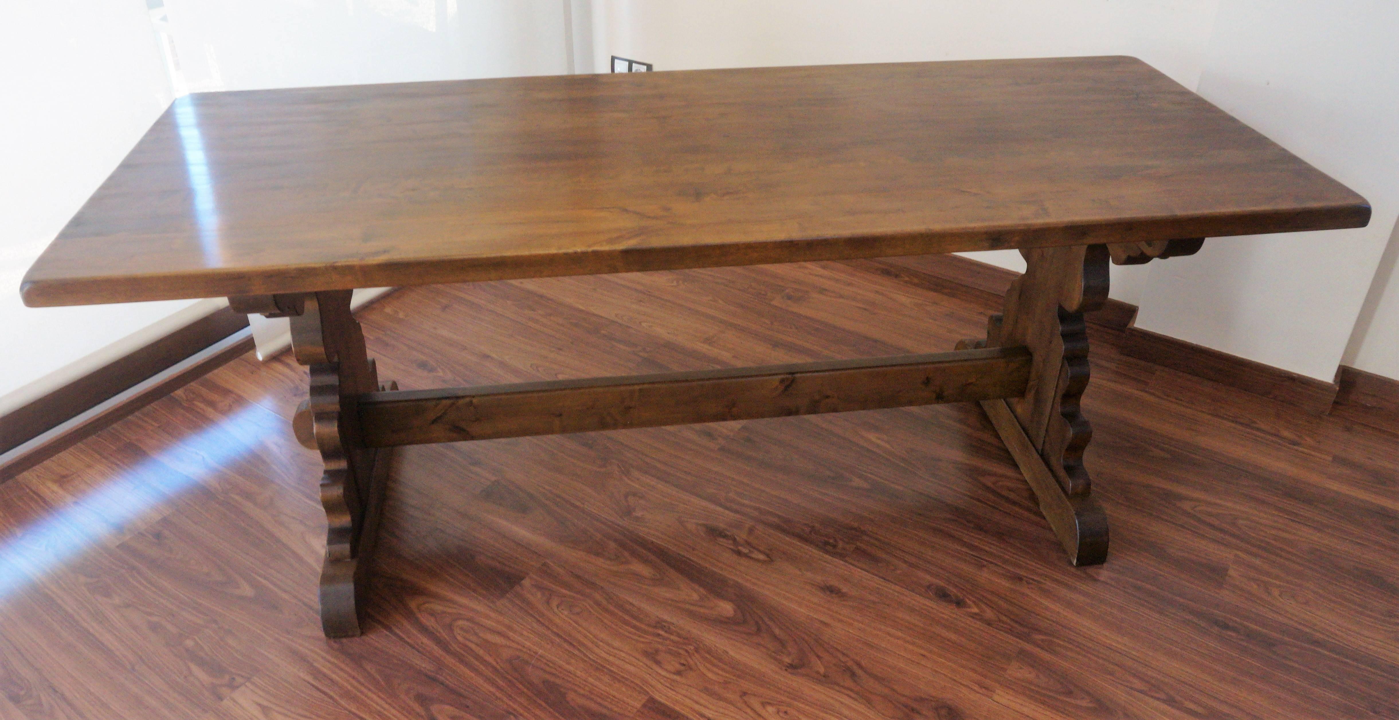 20th Century Spanish Rustic Dining Room Table with Lyre Leg