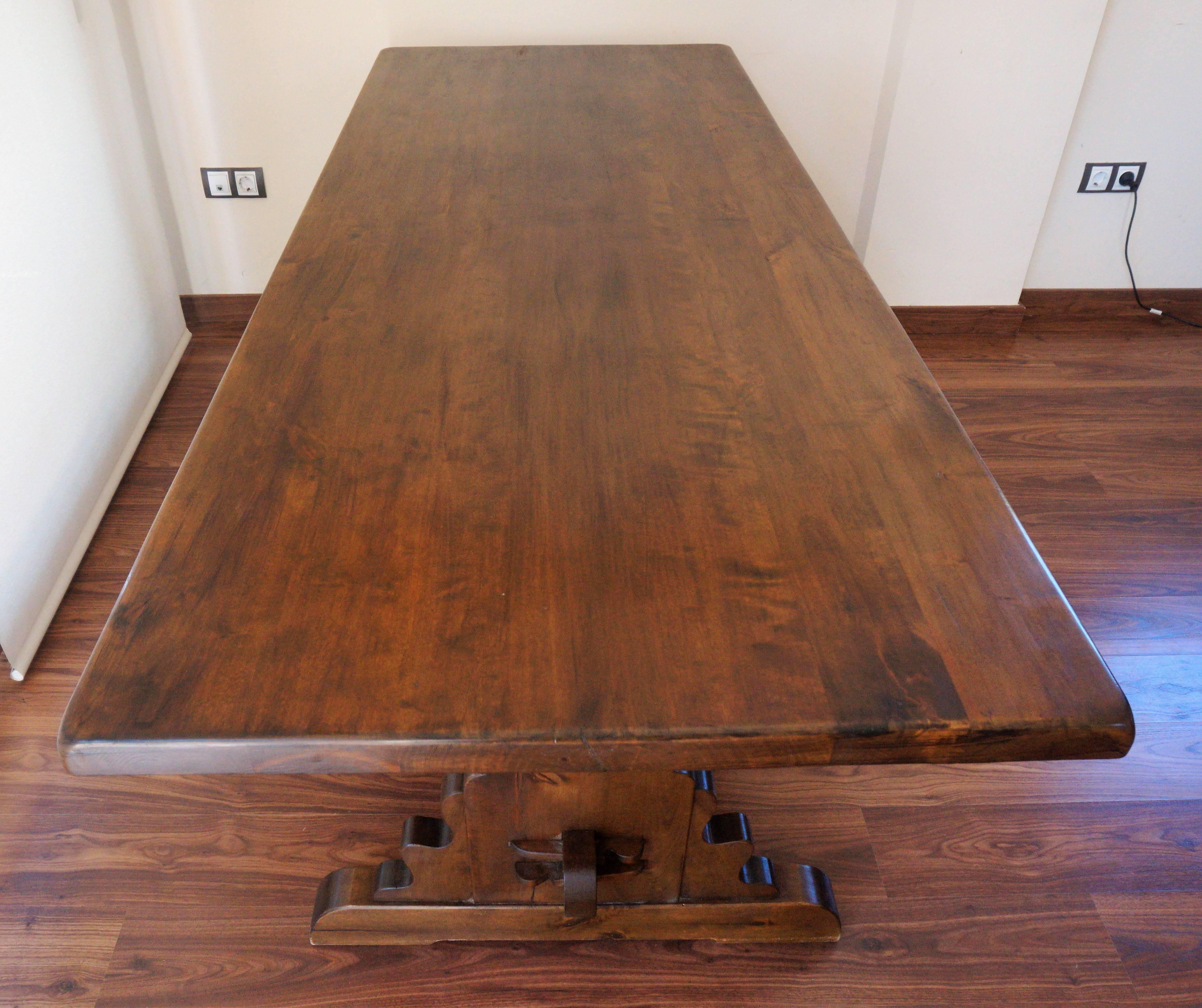 Spanish Rustic Dining Room Table with Lyre Leg 1