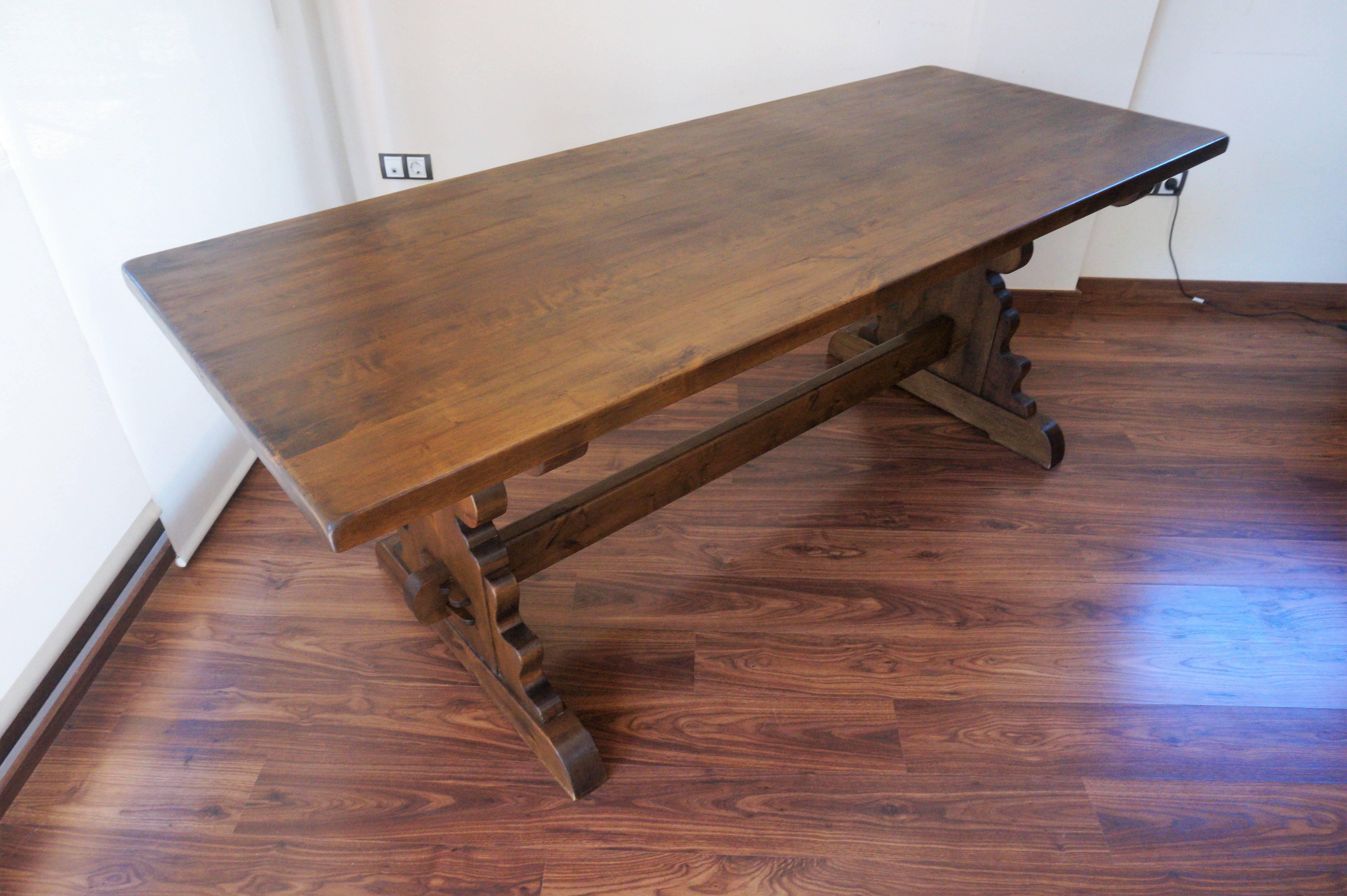 Spanish Rustic Dining Room Table with Lyre Leg 2
