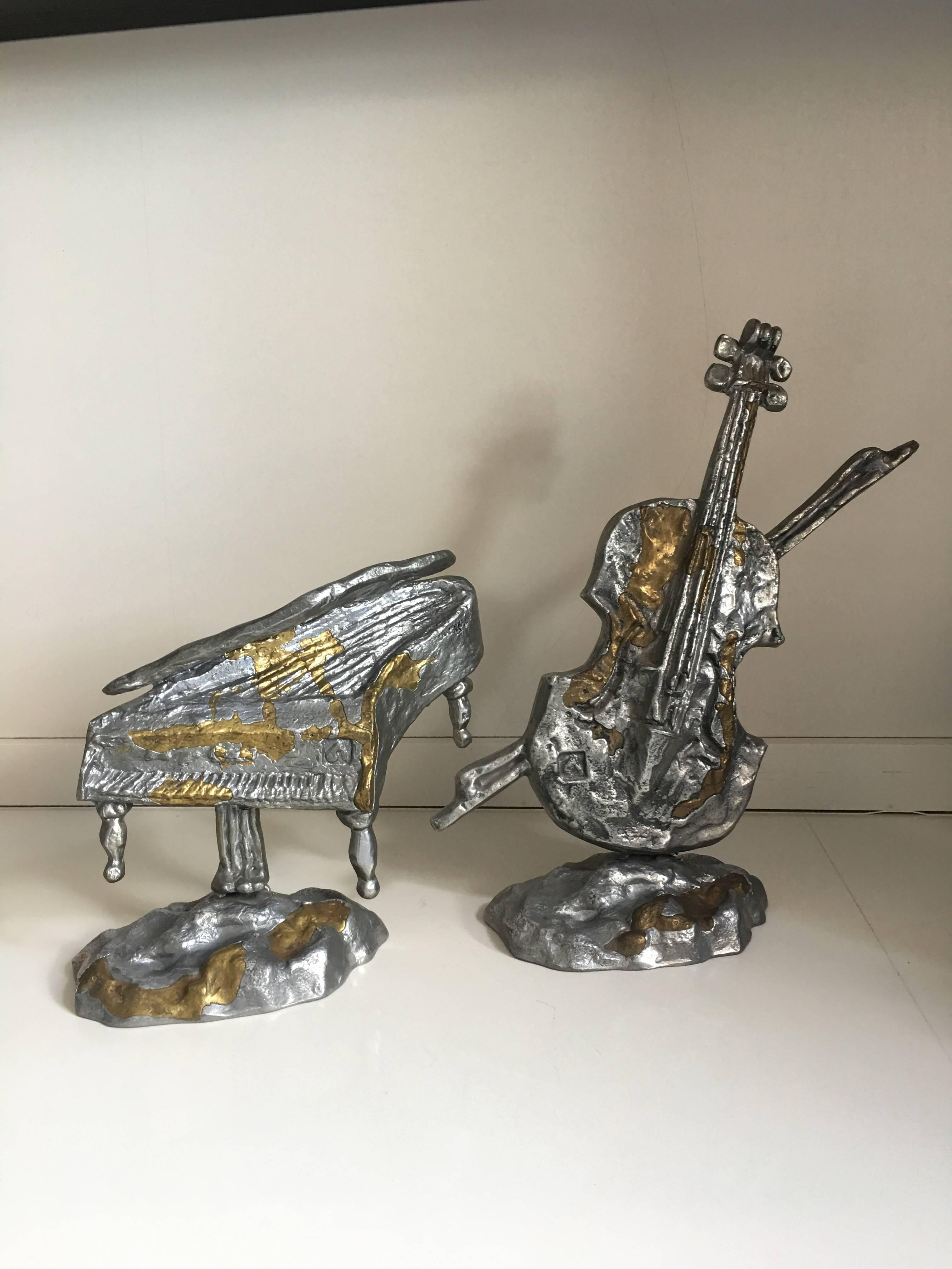 Metal 1960s Piano Sculpture Signed