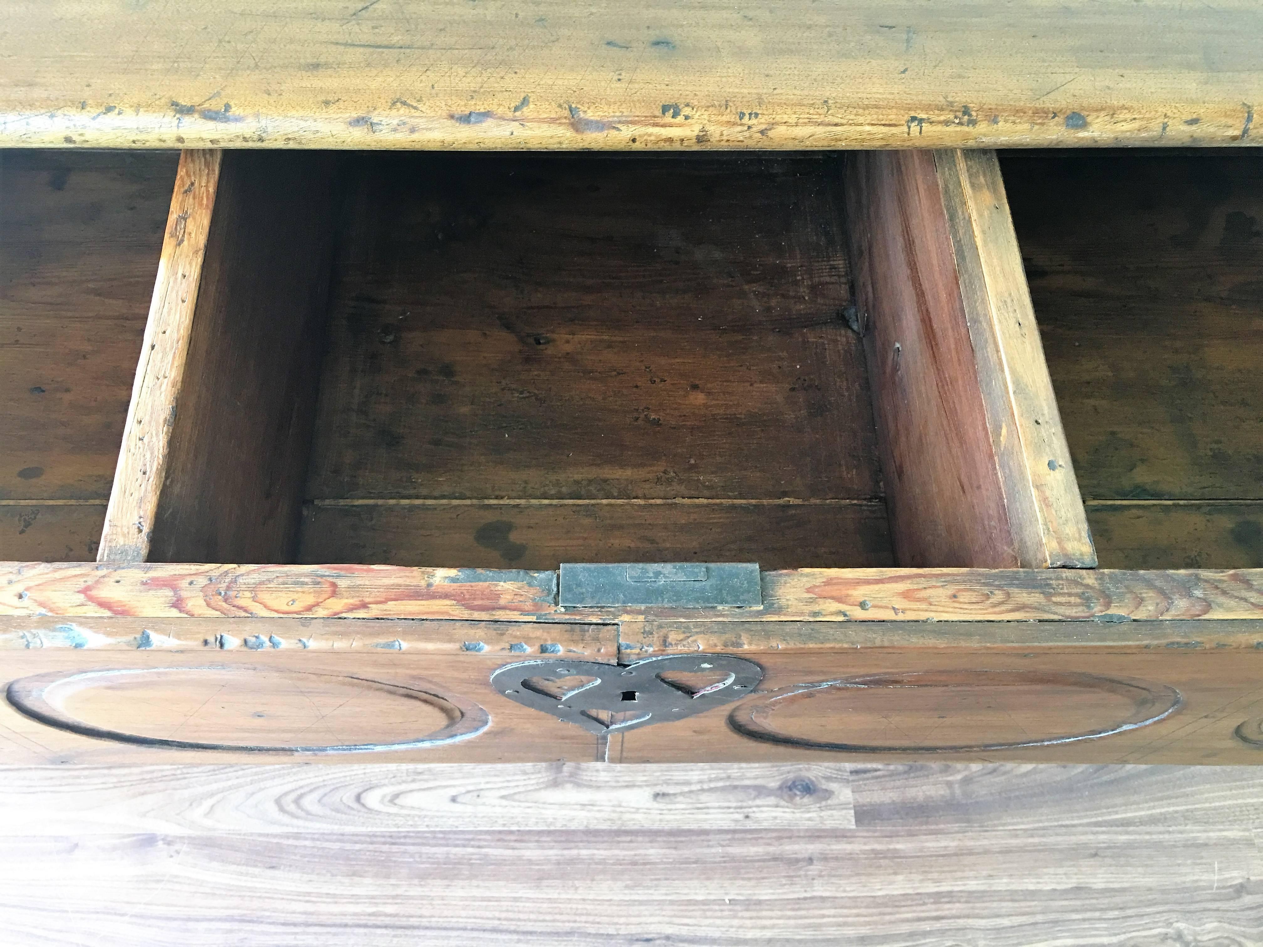 17th Spanish Refectory Table, Writing Desk, One Large Drawer For Sale 2