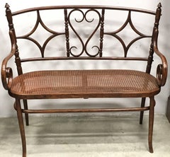 Viennese Sofa in Style Jacob & Josef Kohn, circa 1925, Caned Seat
