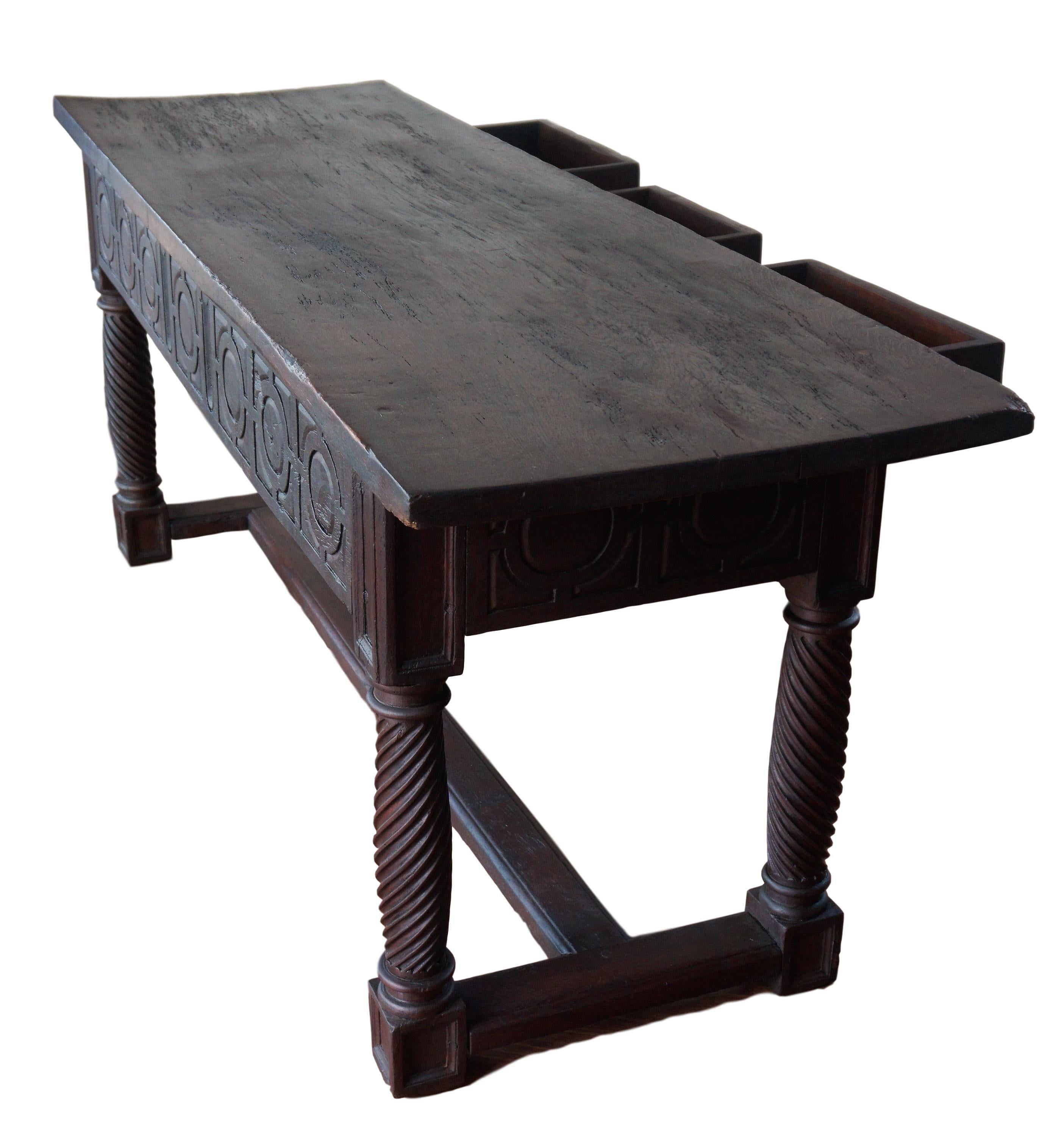 Late 18th Century 18th Large Spanish Baroque Carved Walnut Refectory Table