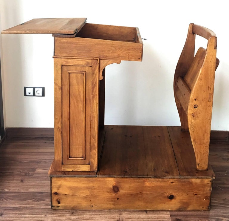 1940s Children's Adjustable Spanish School Desk in Wood at 1stDibs