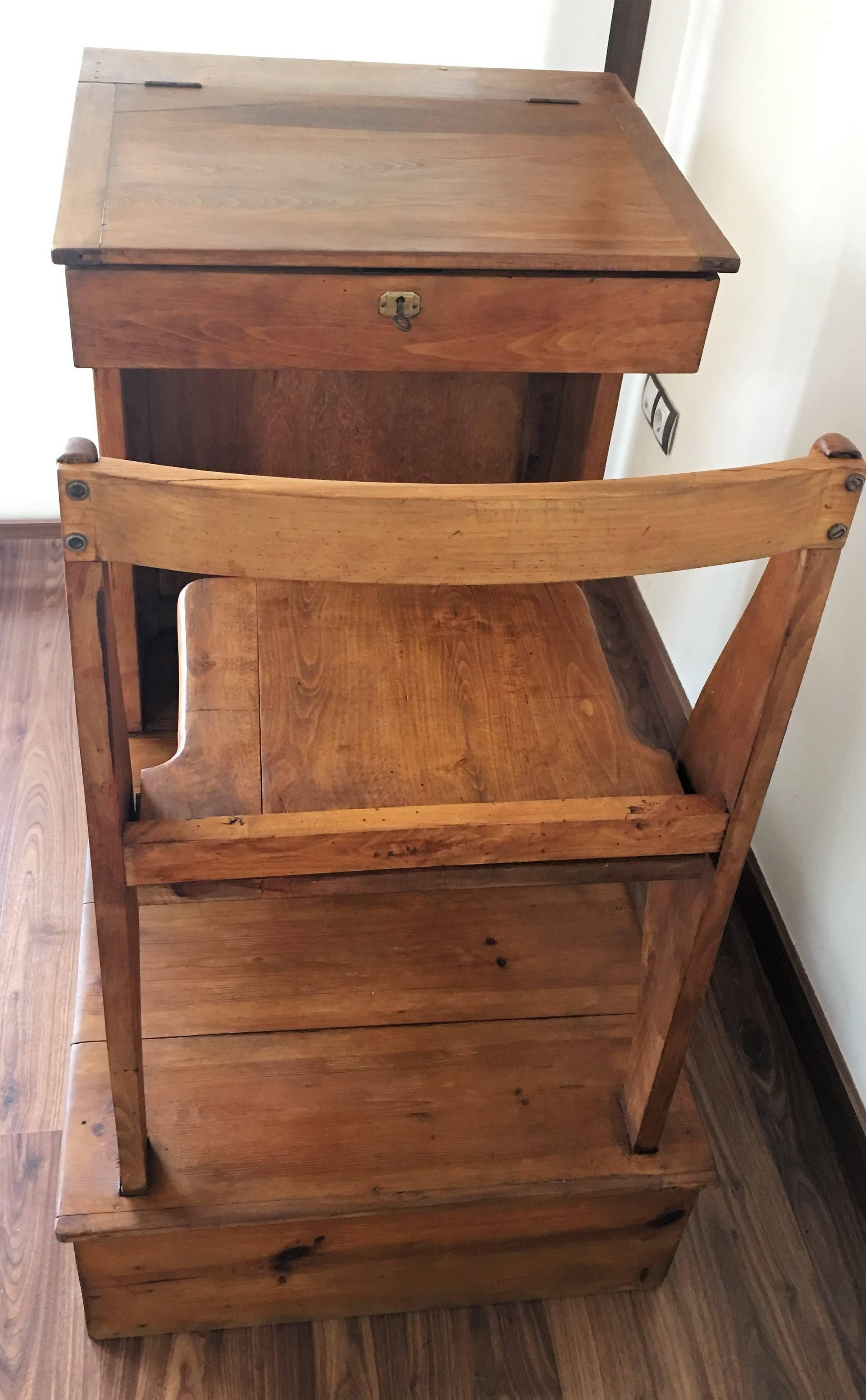 Art Deco 1940s Children's Adjustable Spanish School Desk in Wood