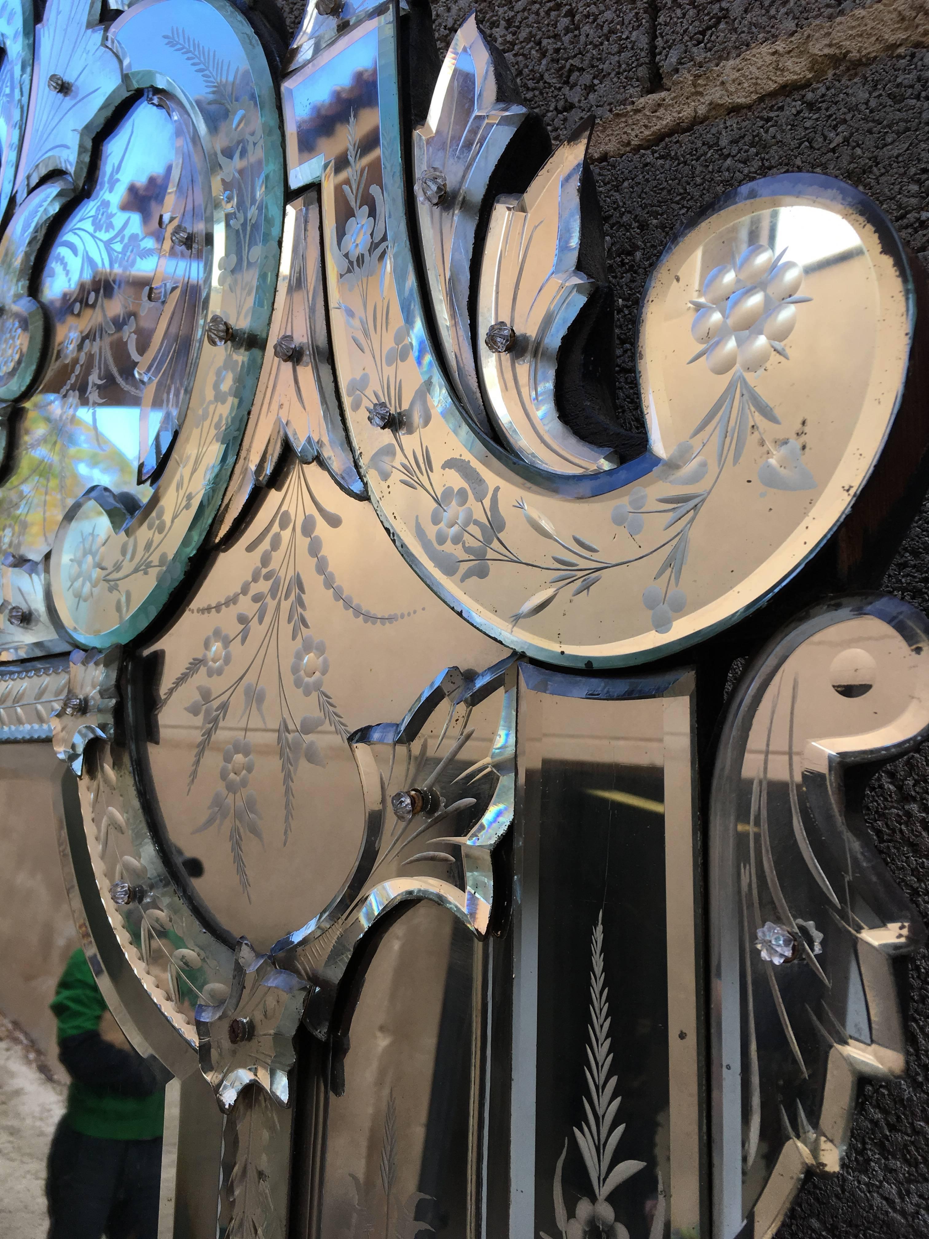 19th Large Antique Venetian Mirror  2